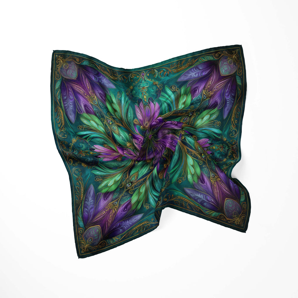 EMERALD BLOOM MANDALA SILK BANDANA
