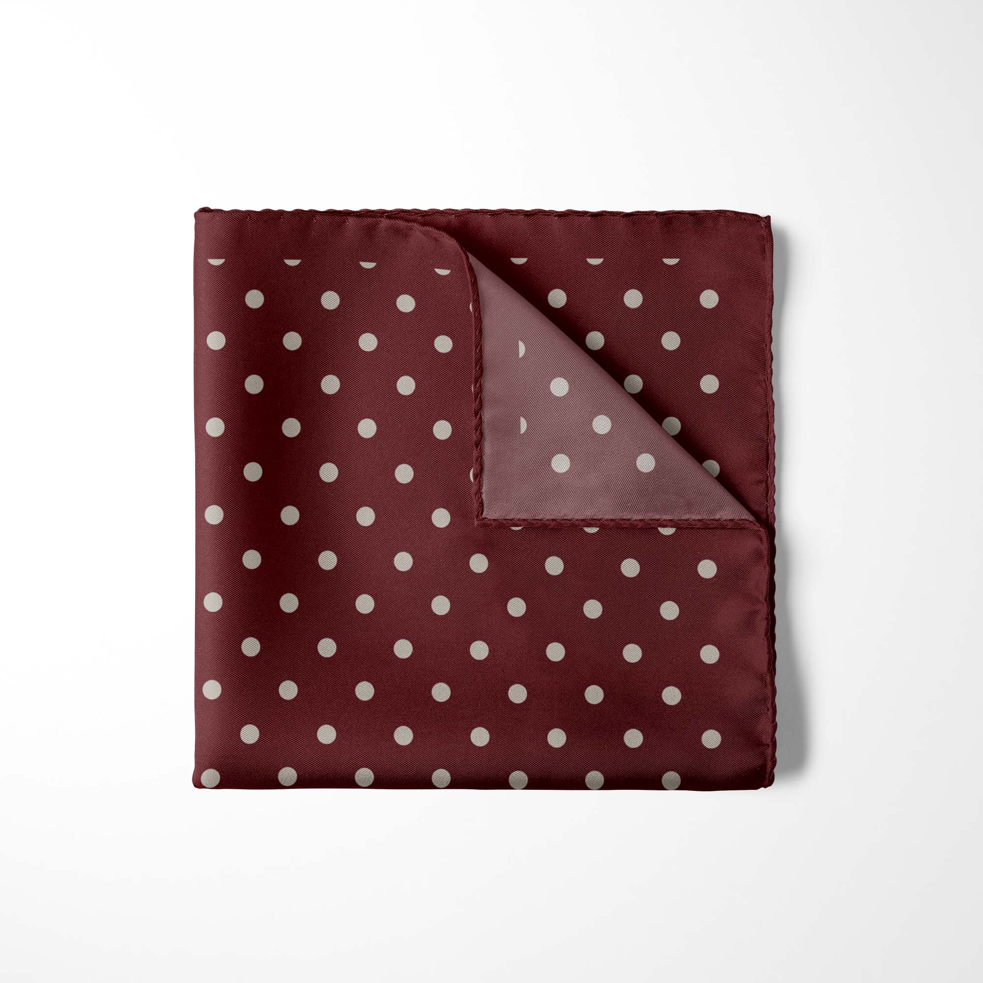 BURGUNDY SPOT SILK POCKET SQUARE