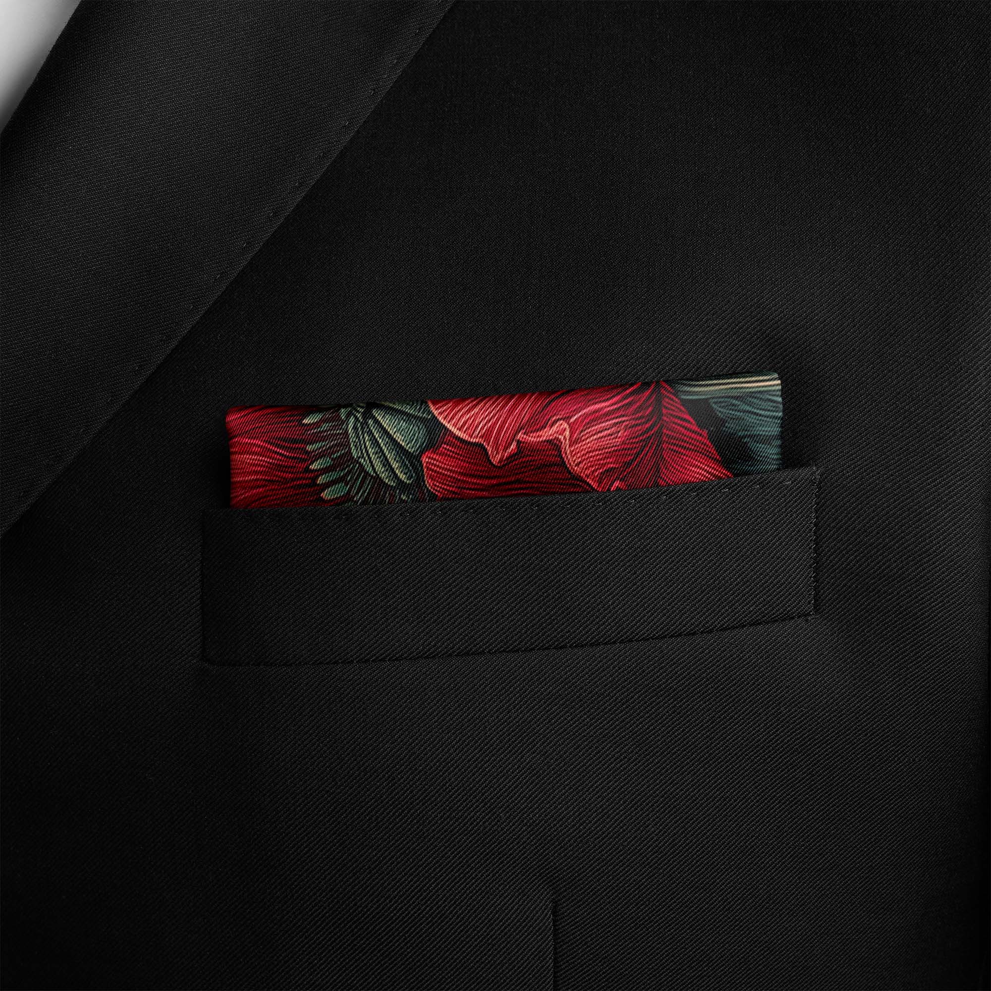 VELORA CRIMSON SILK POCKET SQUARE