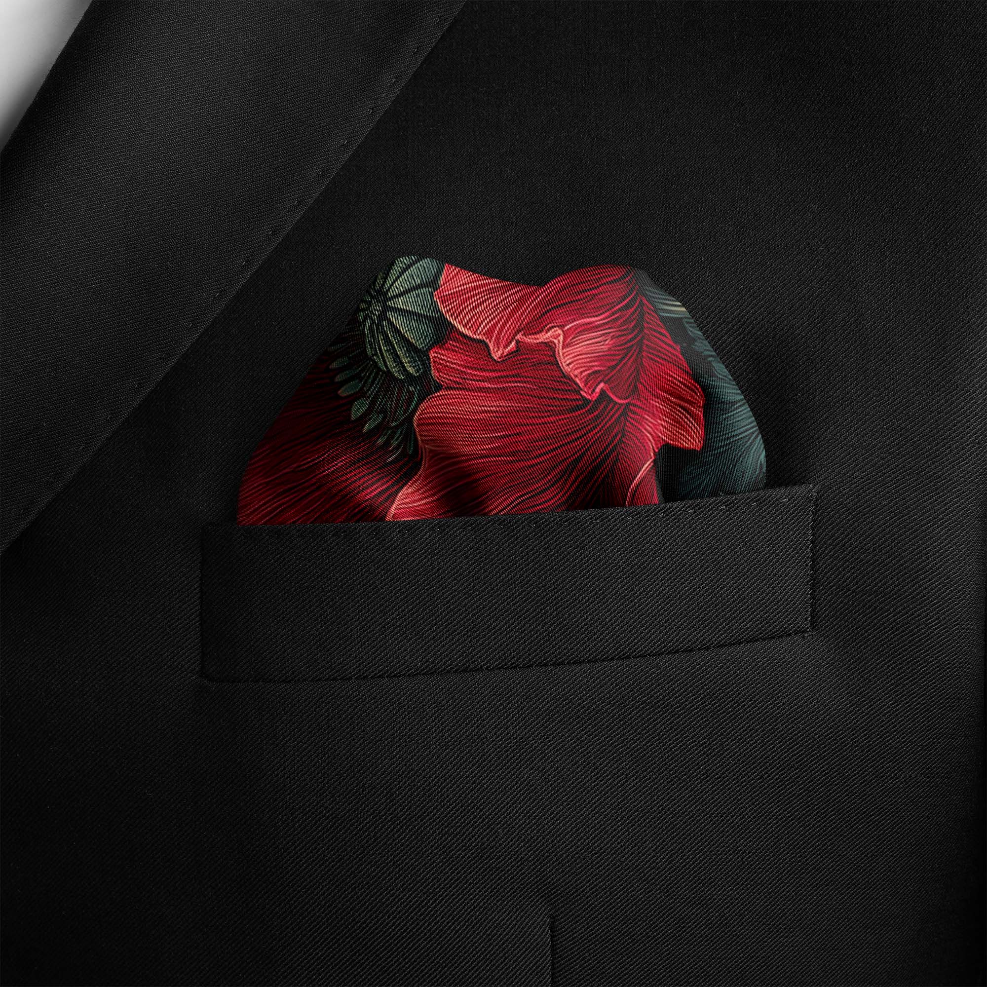 VELORA CRIMSON SILK POCKET SQUARE