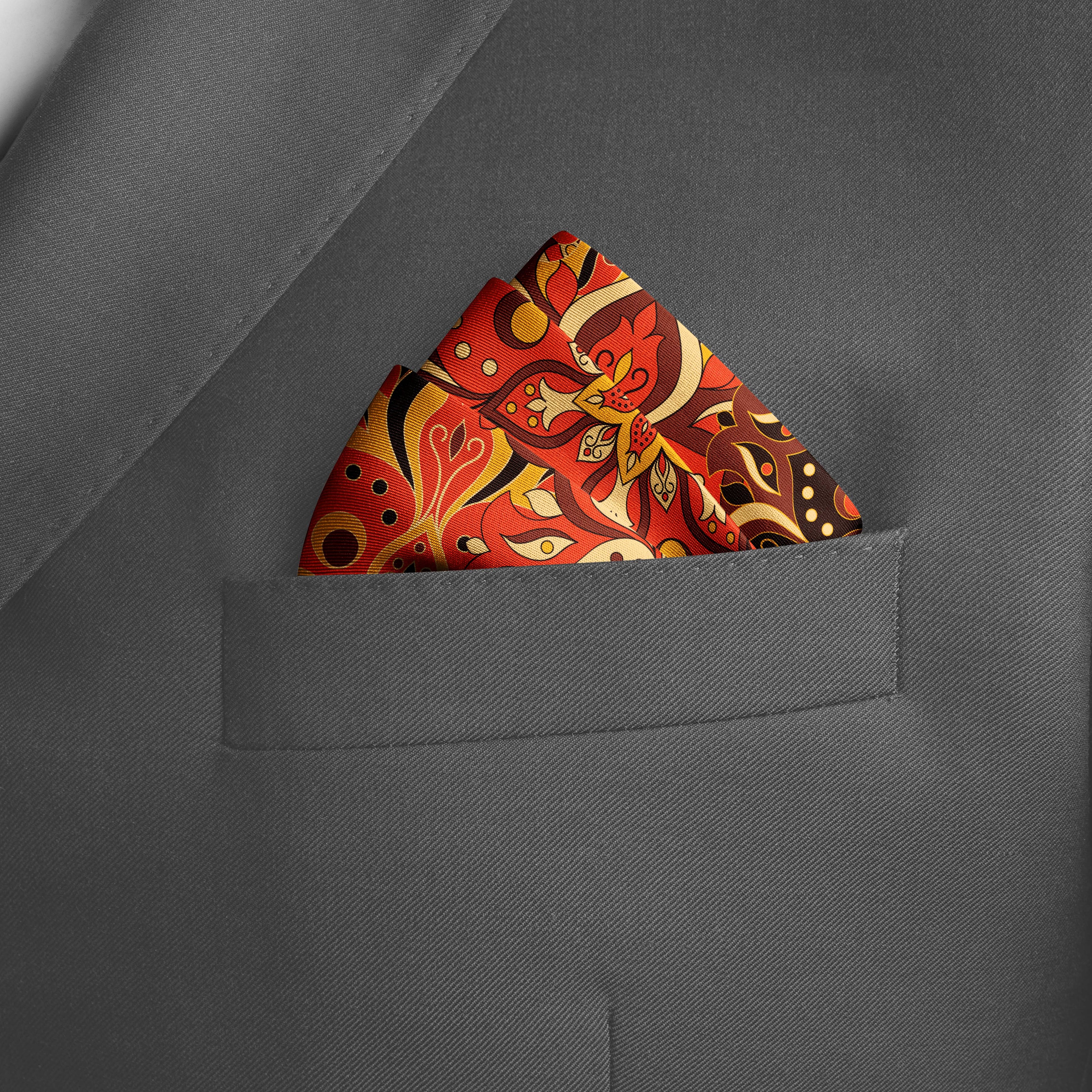 BATIK FLOWER SILK POCKET SQUARE