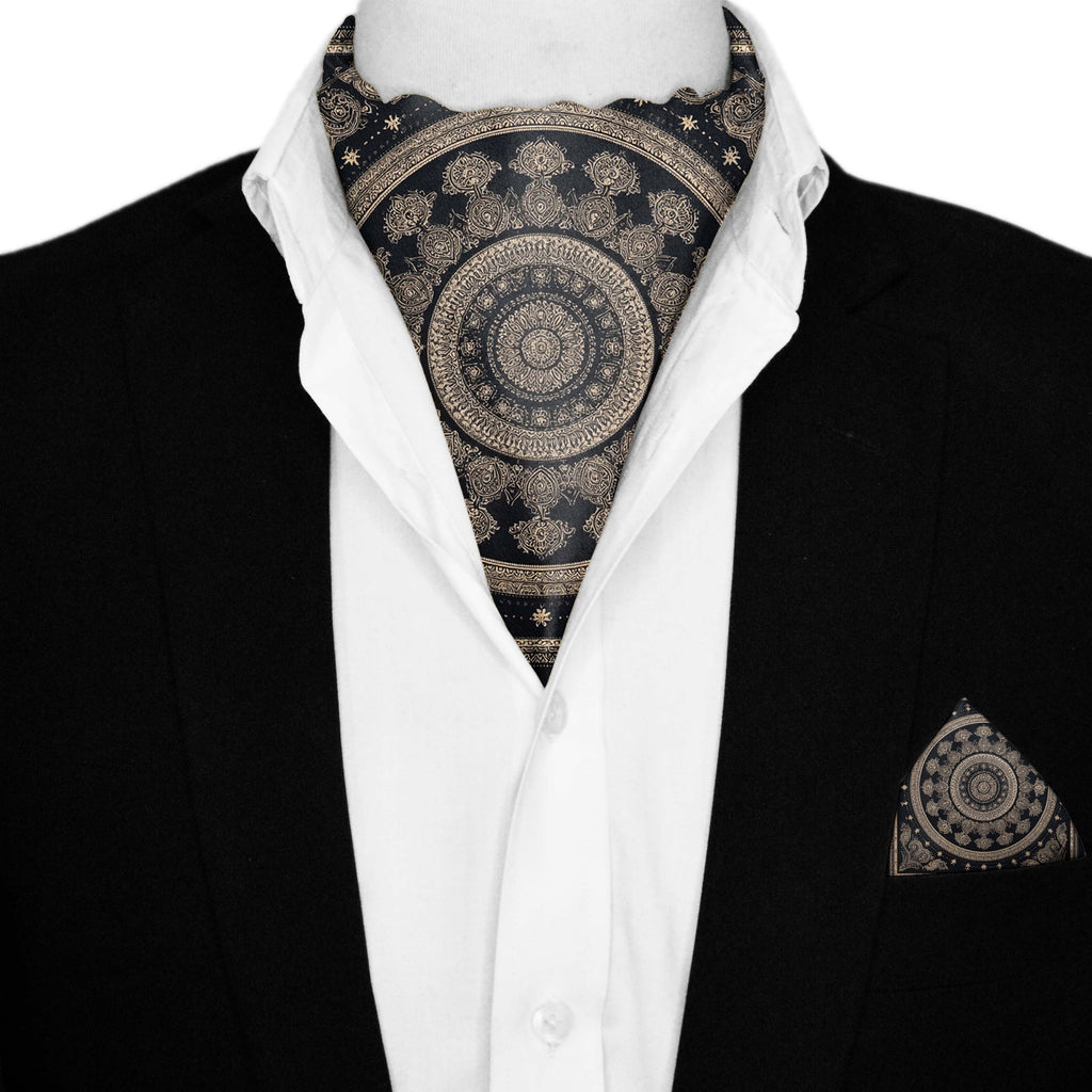 MAJESTIC SILK ASCOT AND POCKET SQUARE SET – PREMIUM COLLECTION