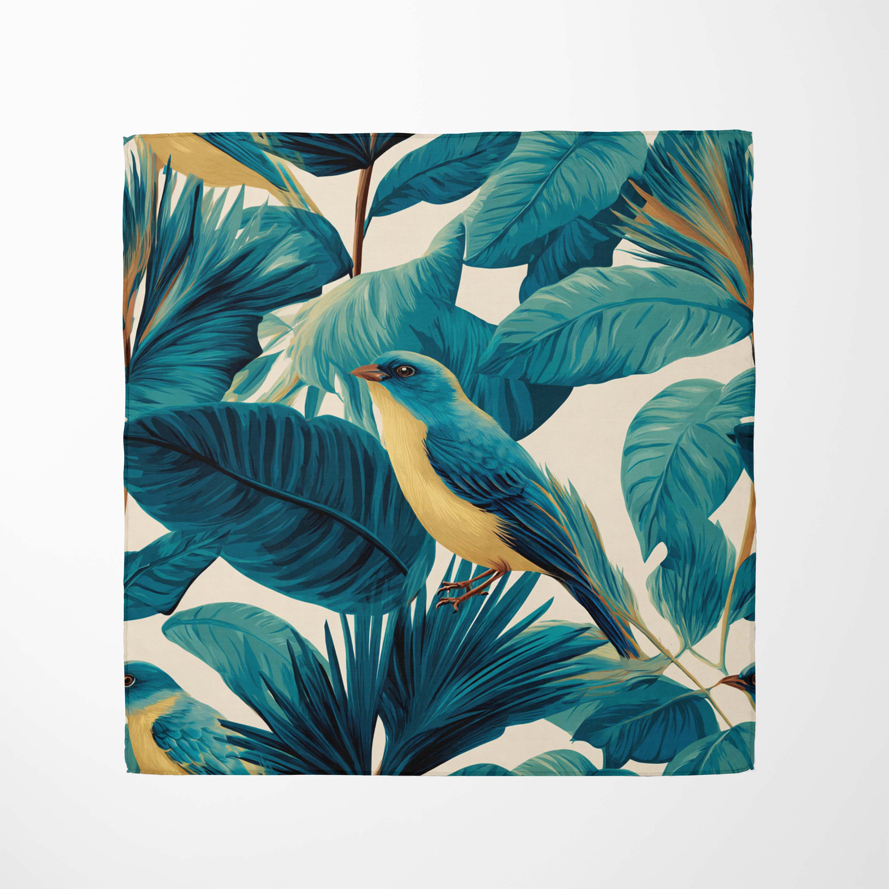 TURQUOISE BOTANICAL SILK BANDANA