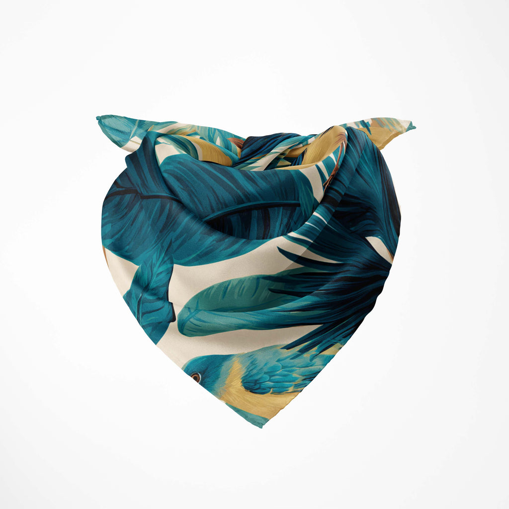 TURQUOISE BOTANICAL SILK BANDANA