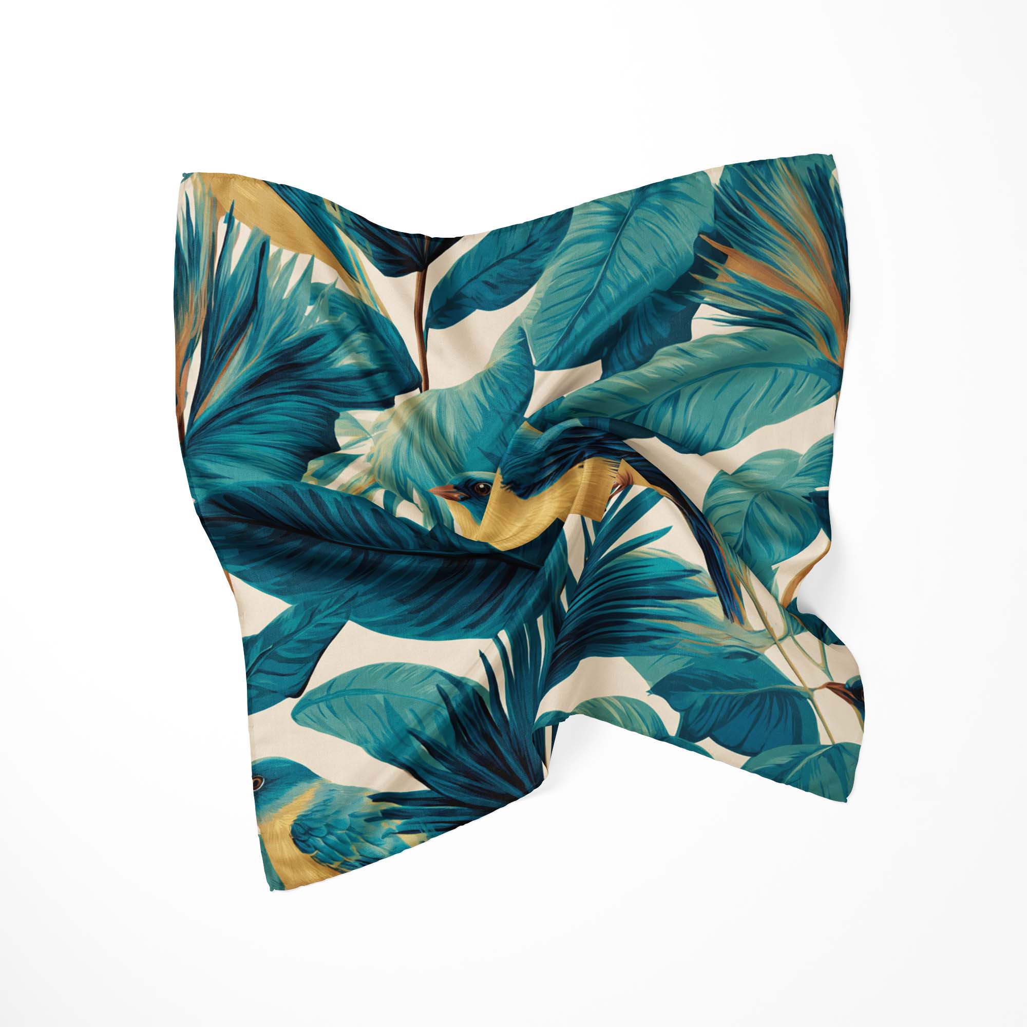 TURQUOISE BOTANICAL NECK SCARF