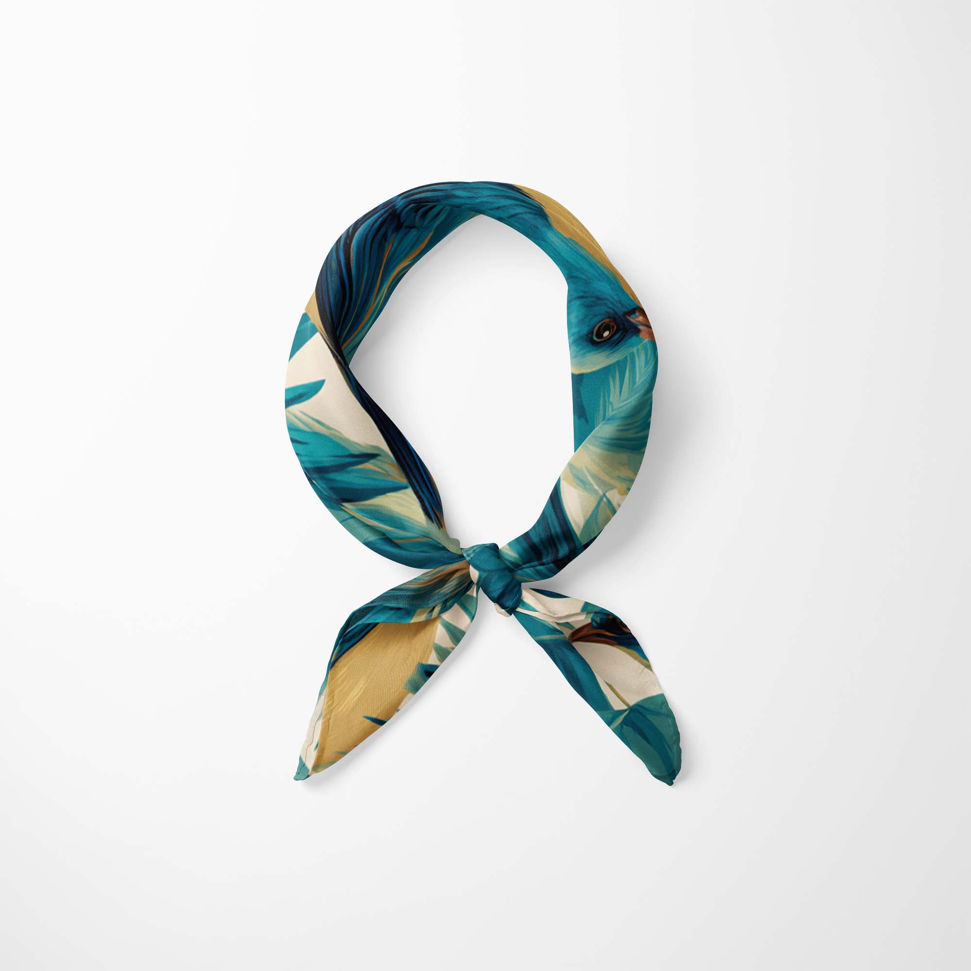 TURQUOISE BOTANICAL NECK SCARF