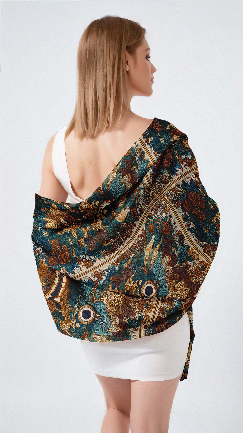 REGAL CELESTIAL DRAGON SILK LONG LADIES SCARF