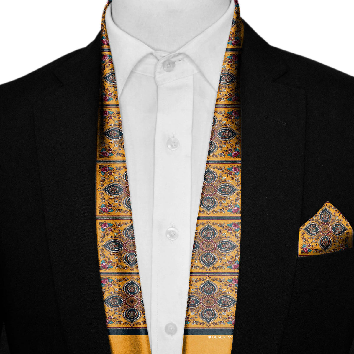 MARIGOLD BLOOM MEN SCARF AND POCKET SQUARE SET – PREMIUM COLLECTION