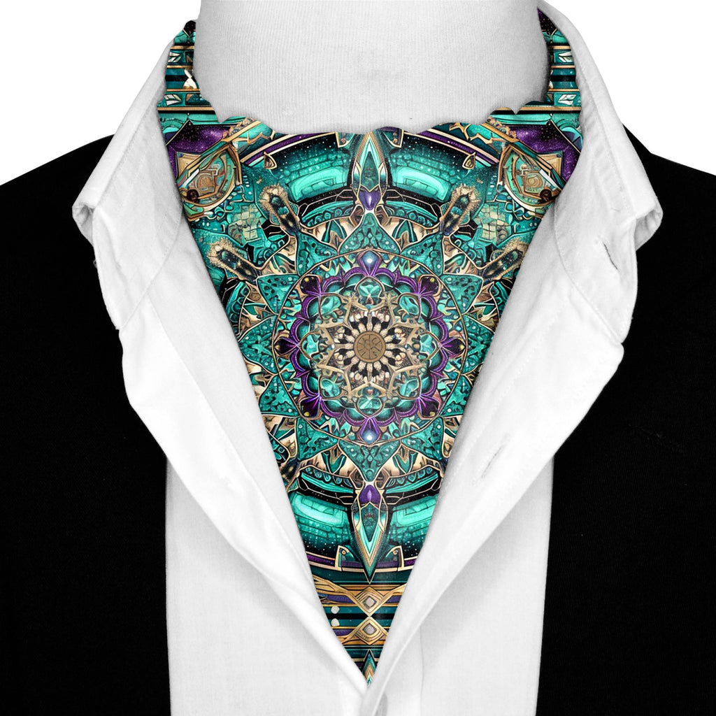 NEON MANDALA SILK ASCOT AND POCKET SQUARE SET – PREMIUM COLLECTION