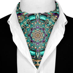 NEON MANDALA SILK ASCOT AND POCKET SQUARE SET – PREMIUM COLLECTION