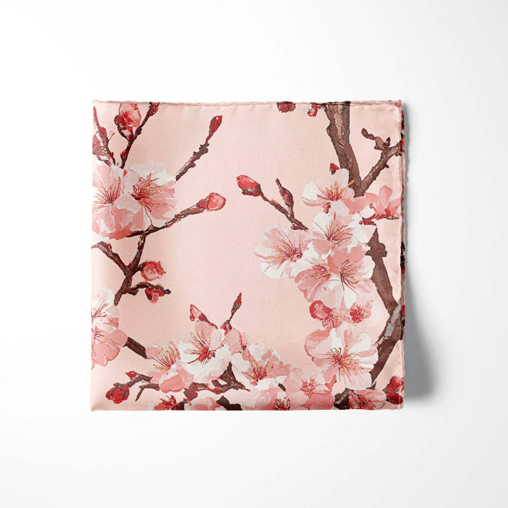 PINK CHERRY BLOSSOM SILK POCKET SQUARE