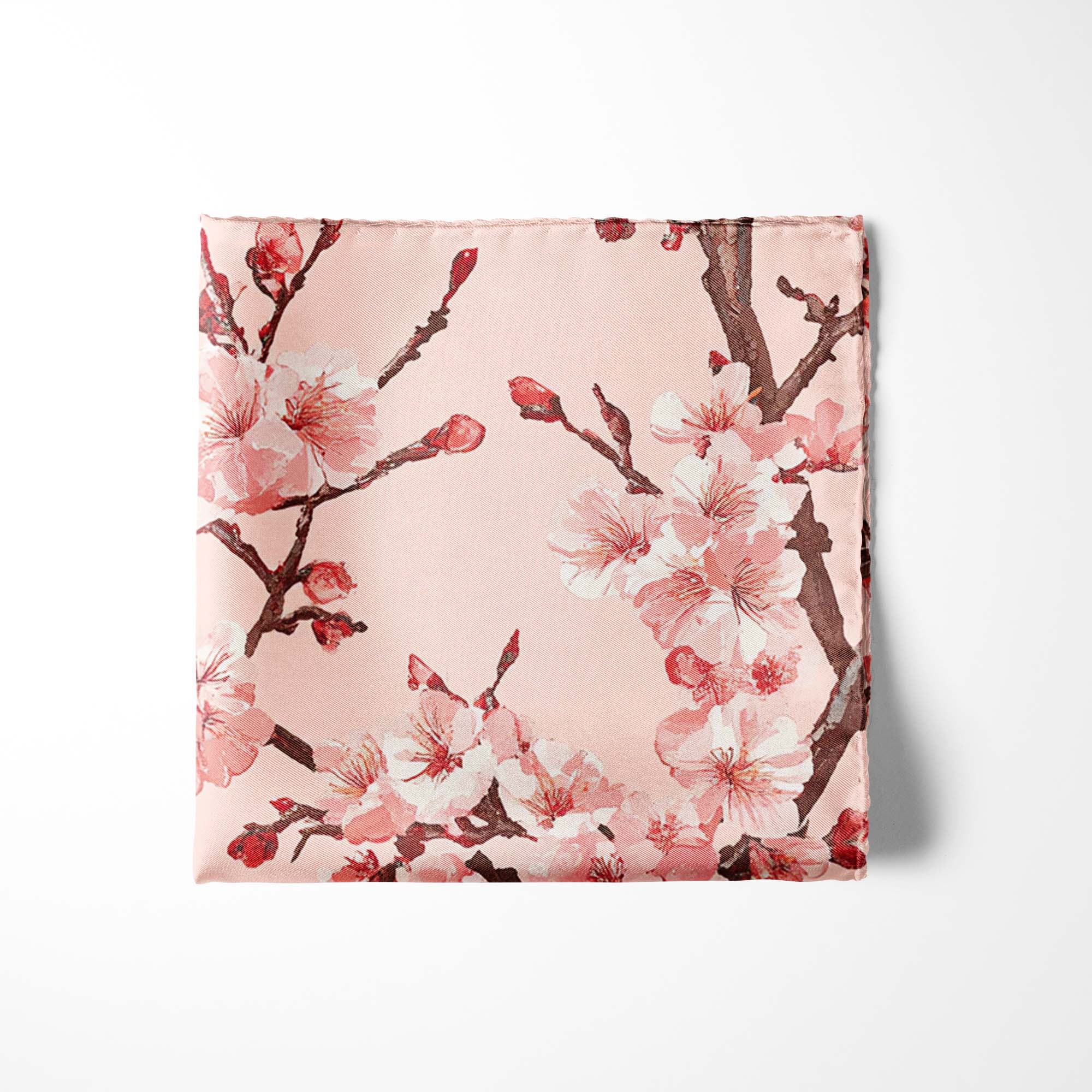 PINK CHERRY BLOSSOM SILK POCKET SQUARE