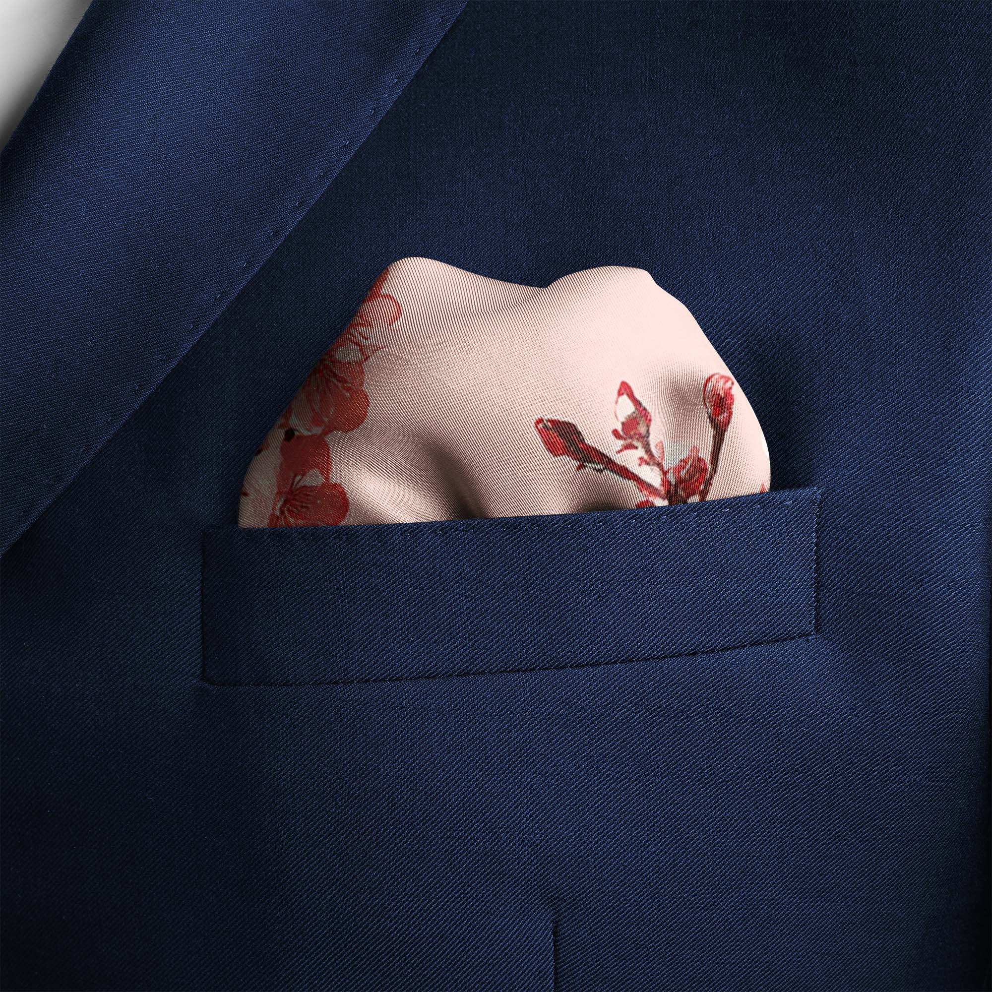 PINK CHERRY BLOSSOM SILK POCKET SQUARE