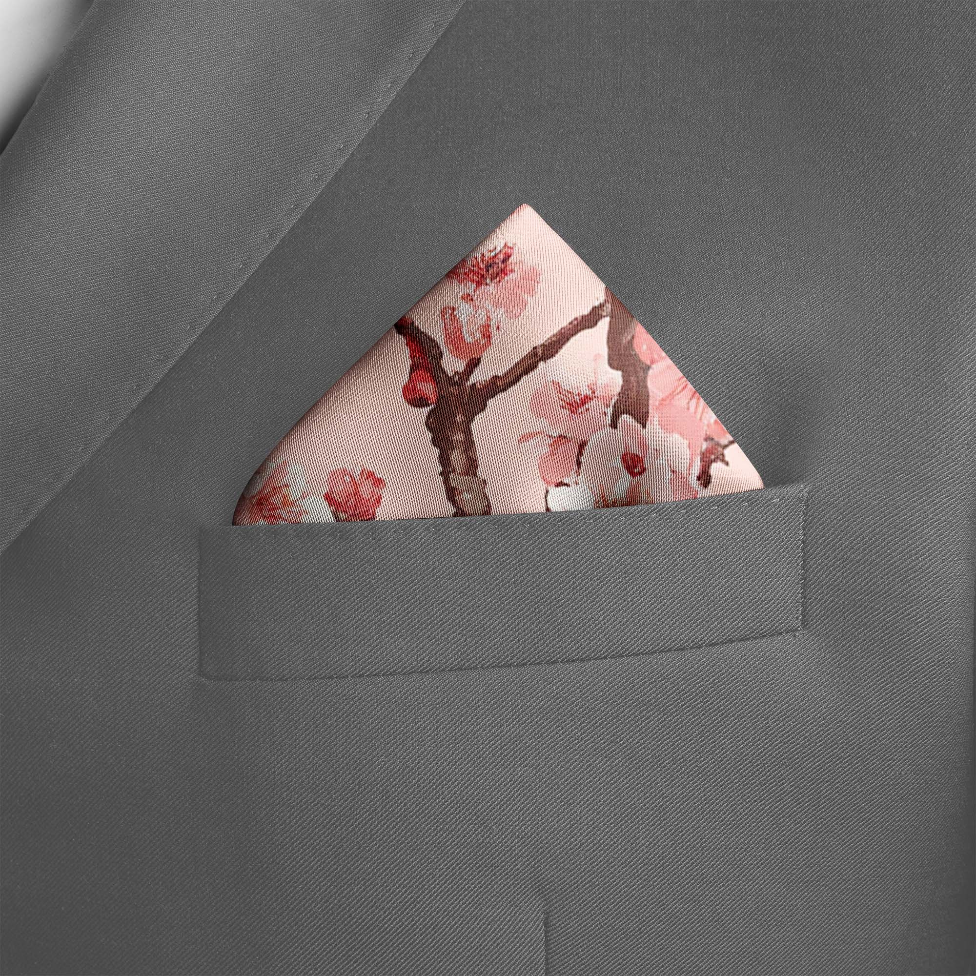 PINK CHERRY BLOSSOM SILK POCKET SQUARE
