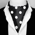 BLACK LARGE POLKA DOTS SILK ASCOT –  PREMIUM COLLECTION