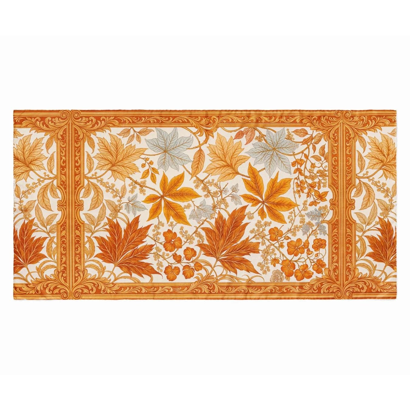 GOLDEN FOLIAGE SILK LONG LADIES SCARF
