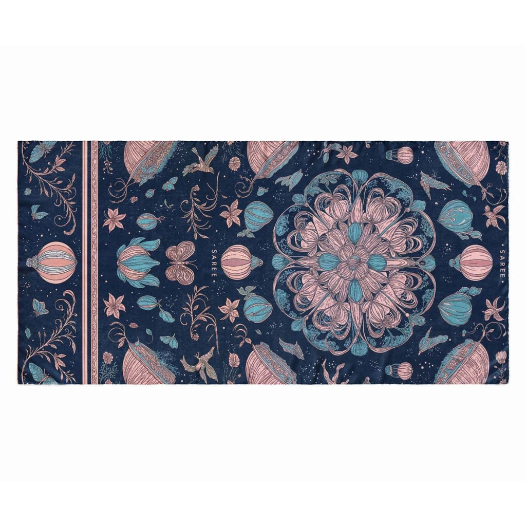 CELESTIAL FLORAL SILK LONG LADIES SCARF