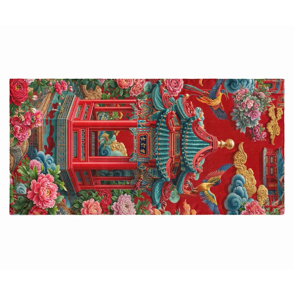 CRIMSON DYNASTY GARDEN SILK LONG LADIES SCARF