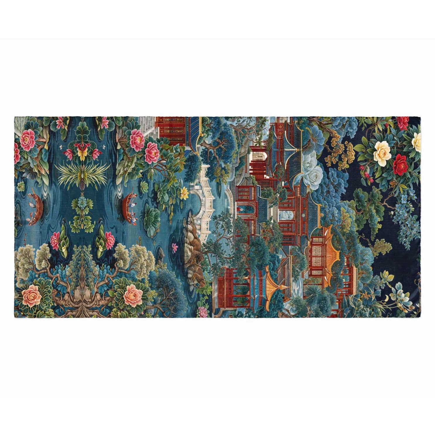 ROYAL LOTUS GARDEN SILK LONG LADIES SCARF