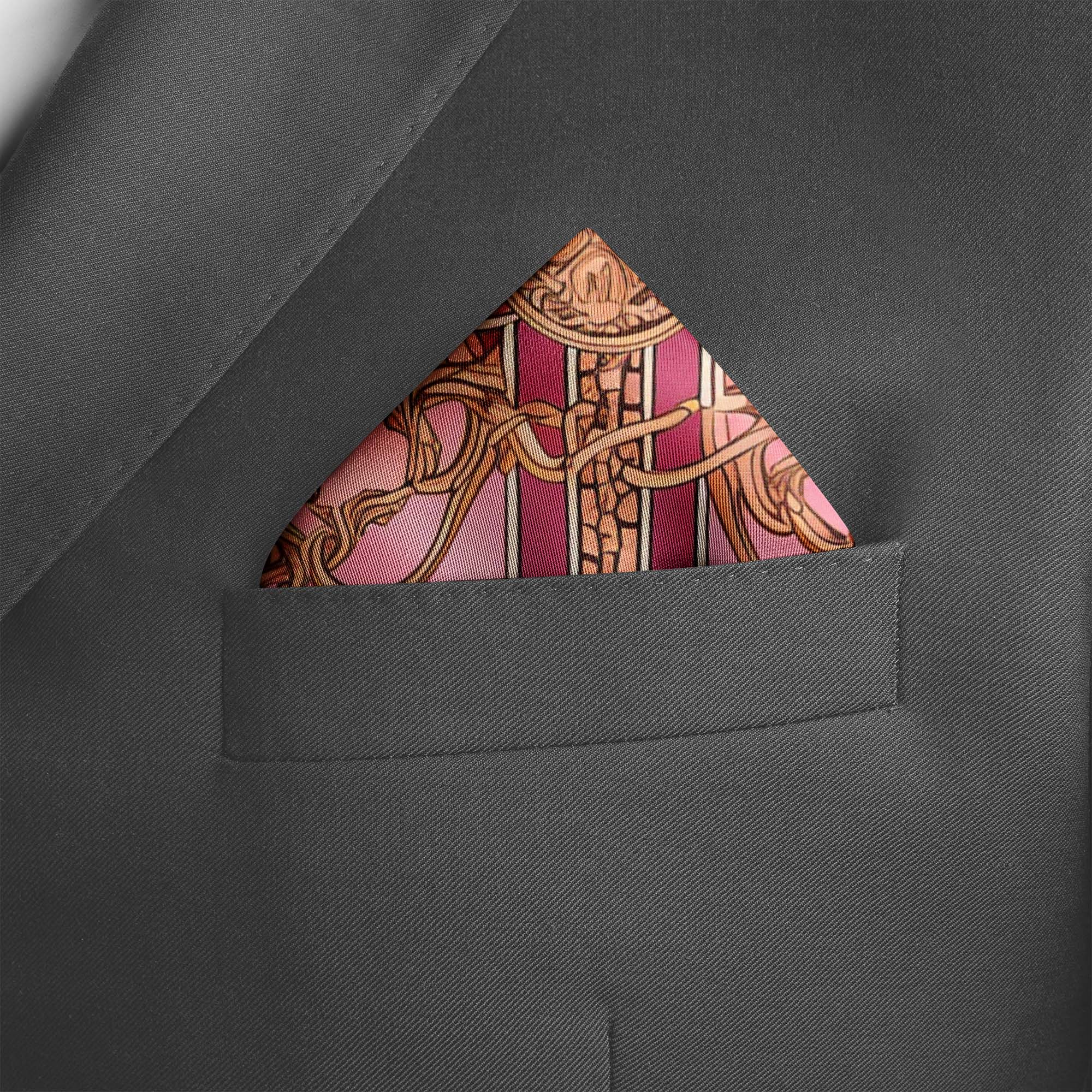 GEOMATRIC PATTERN SILK POCKET SQUARE