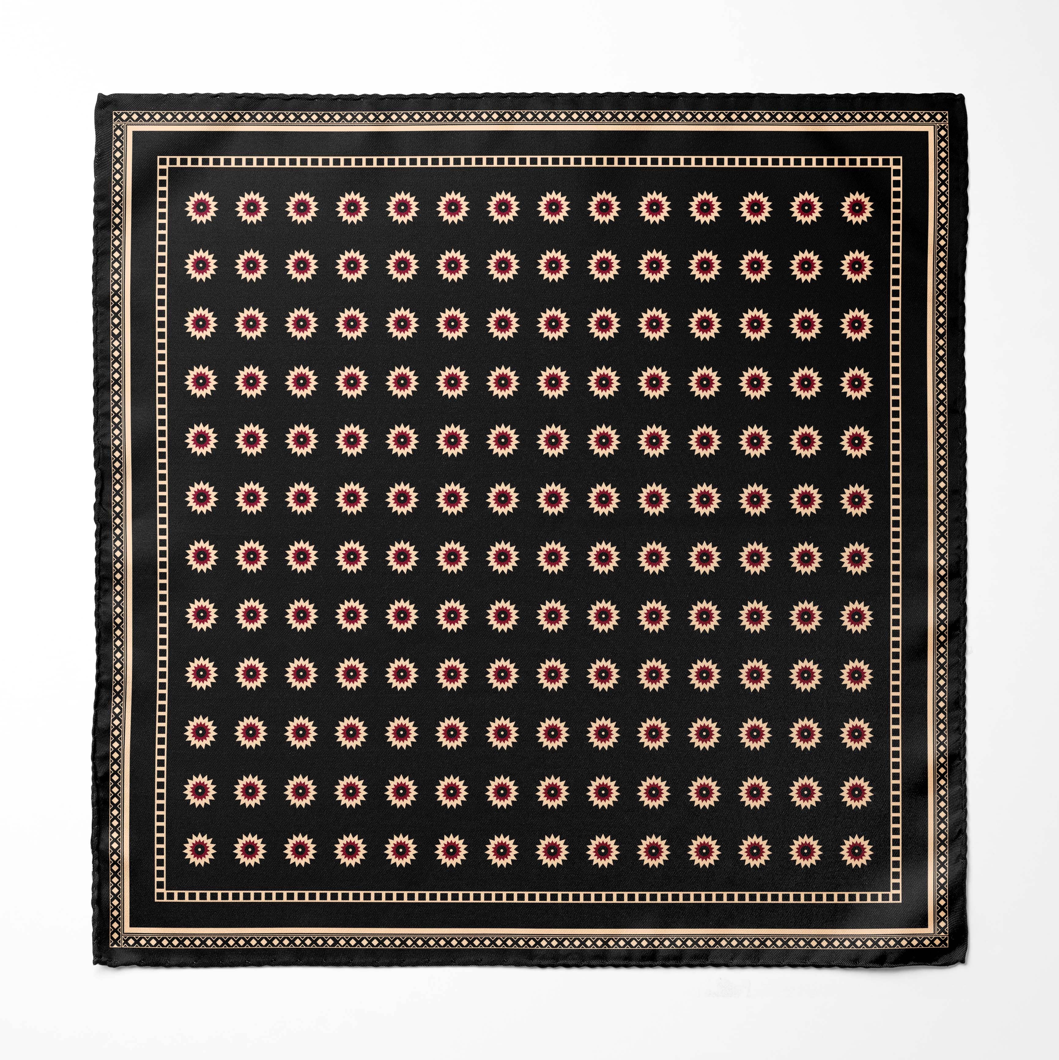 BLACK REVISABLE SILK POCKET SQUARE