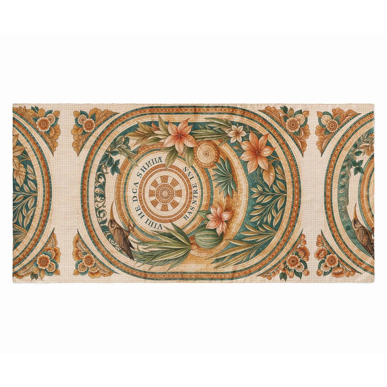 ANTIQUE MOSAIC GARDEN SILK LONG LADIES SCARF