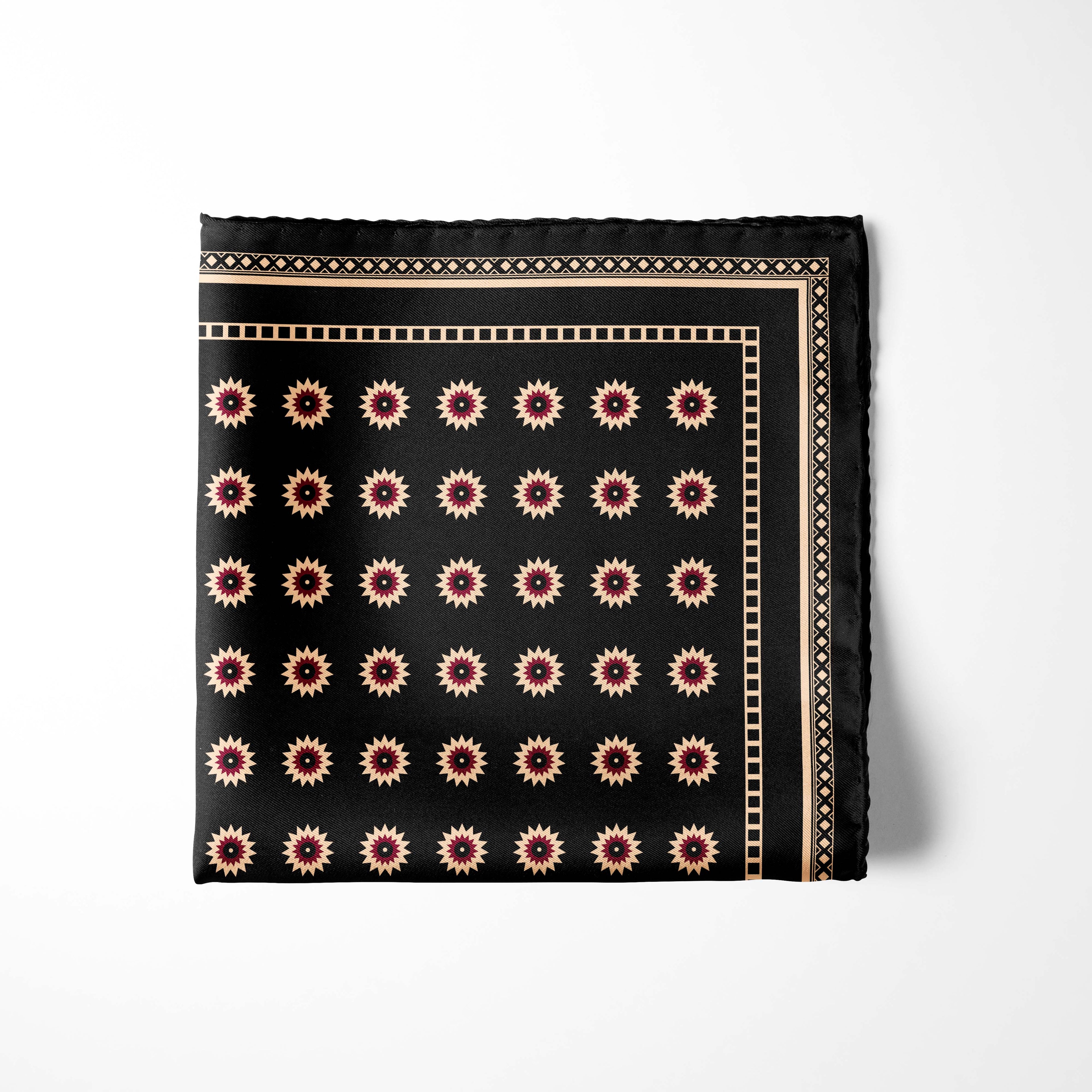 BLACK REVISABLE SILK POCKET SQUARE