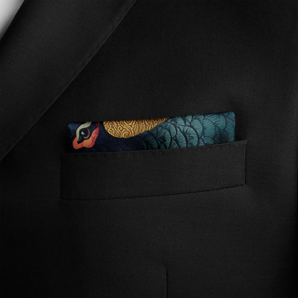 BOTANICAL ART SILK POCKET SQUARE
