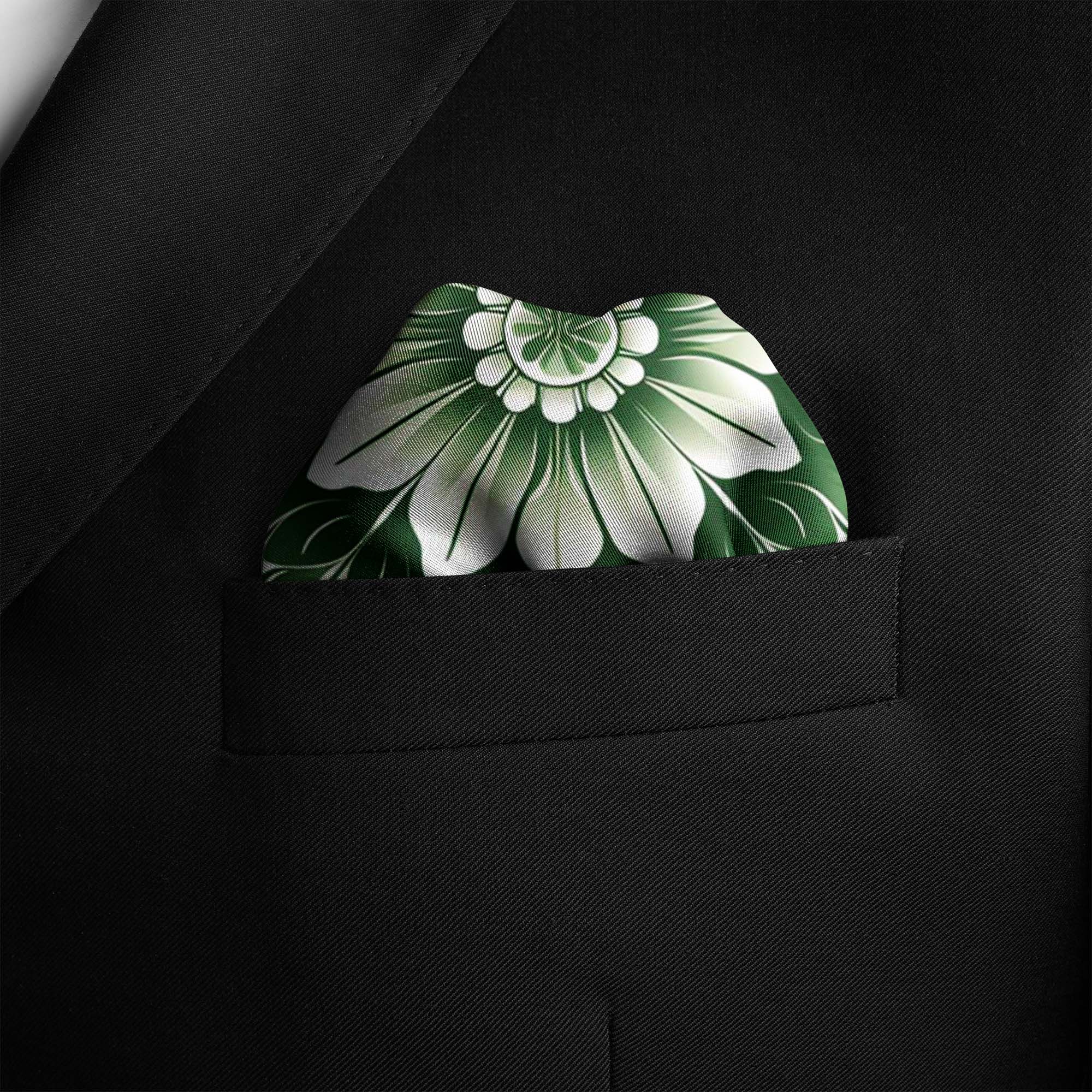 SCANDINAVIAN GREEN SILK POCET SQUARE