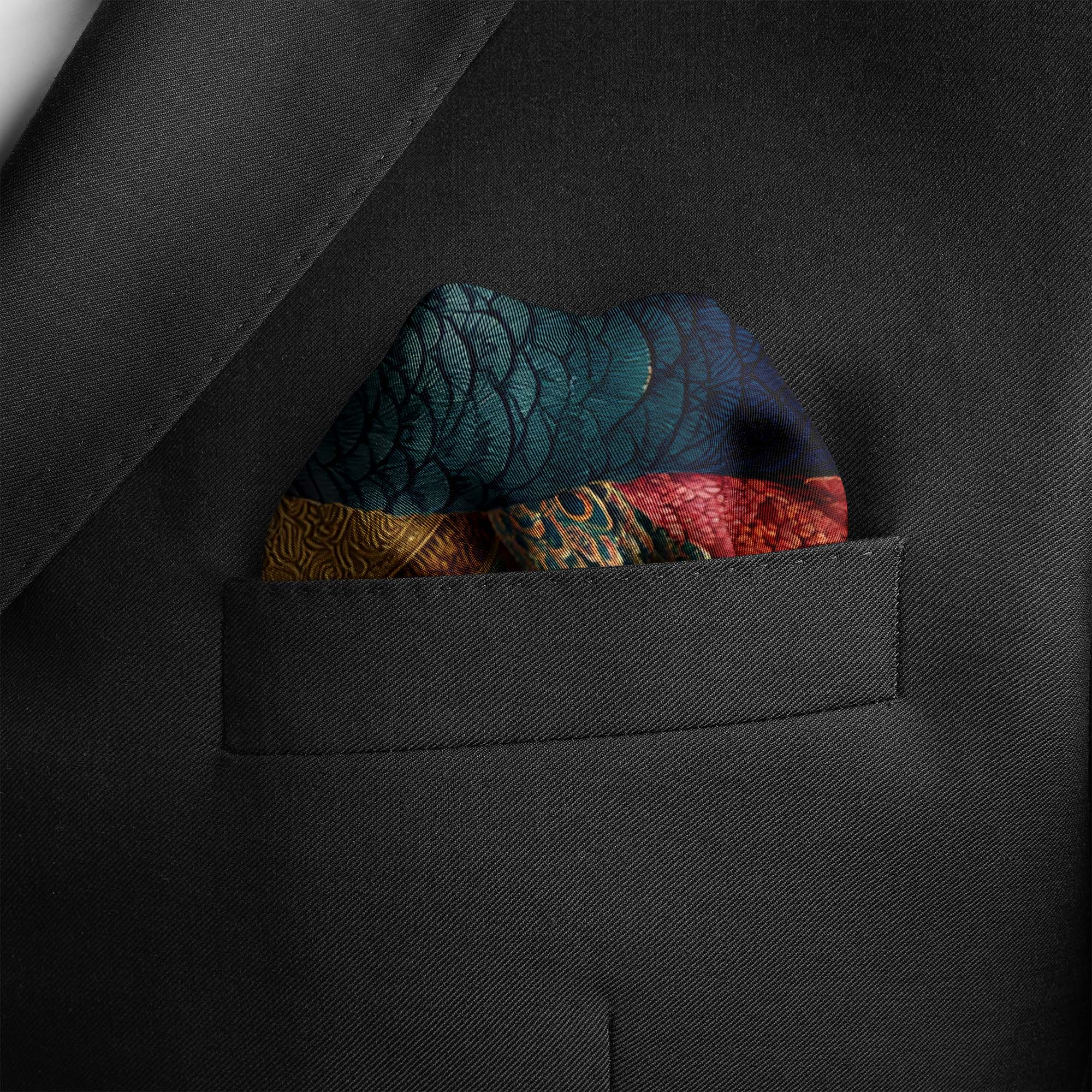 BOTANICAL ART SILK POCKET SQUARE