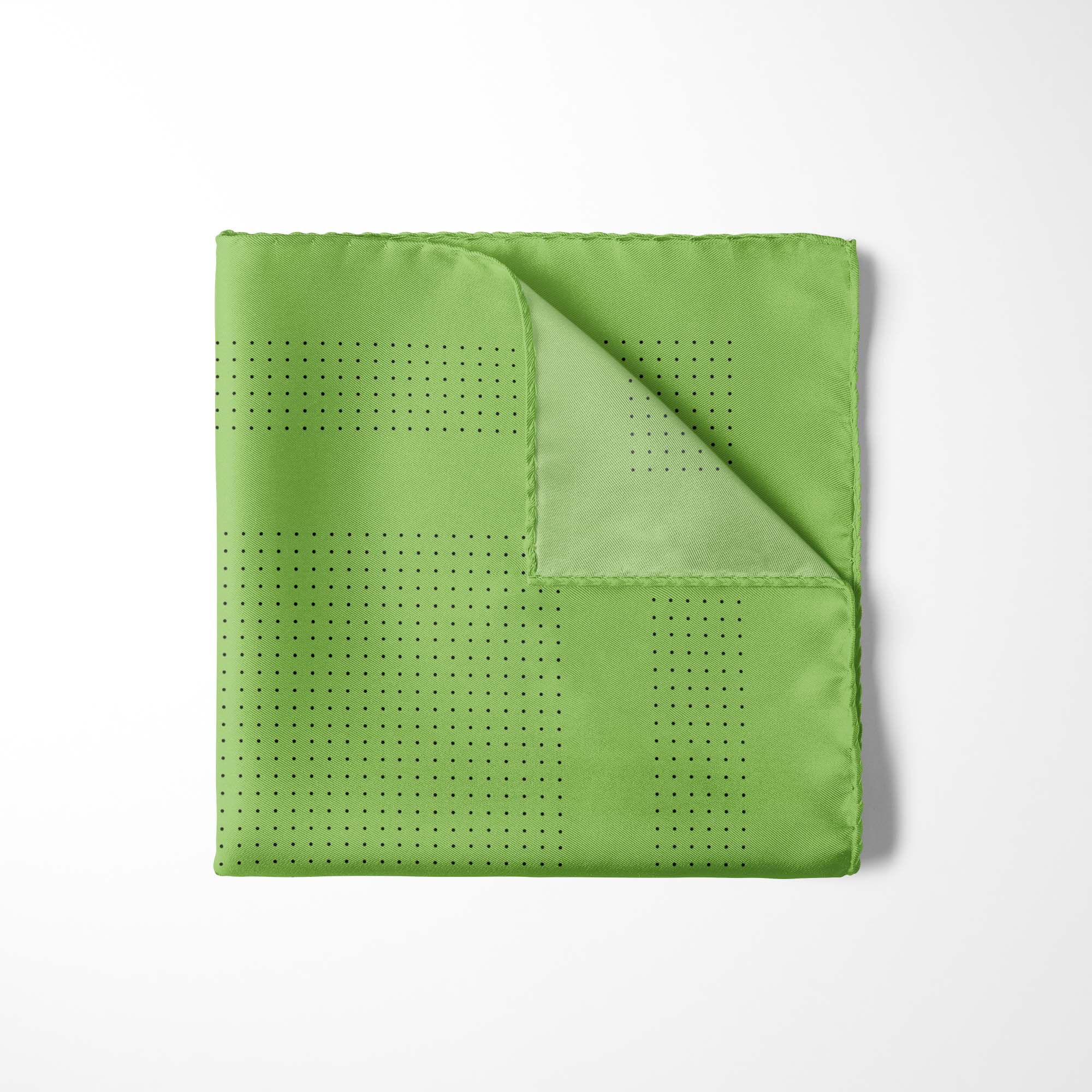 KELLY GREEN DOT SILK POCKET SQUARE