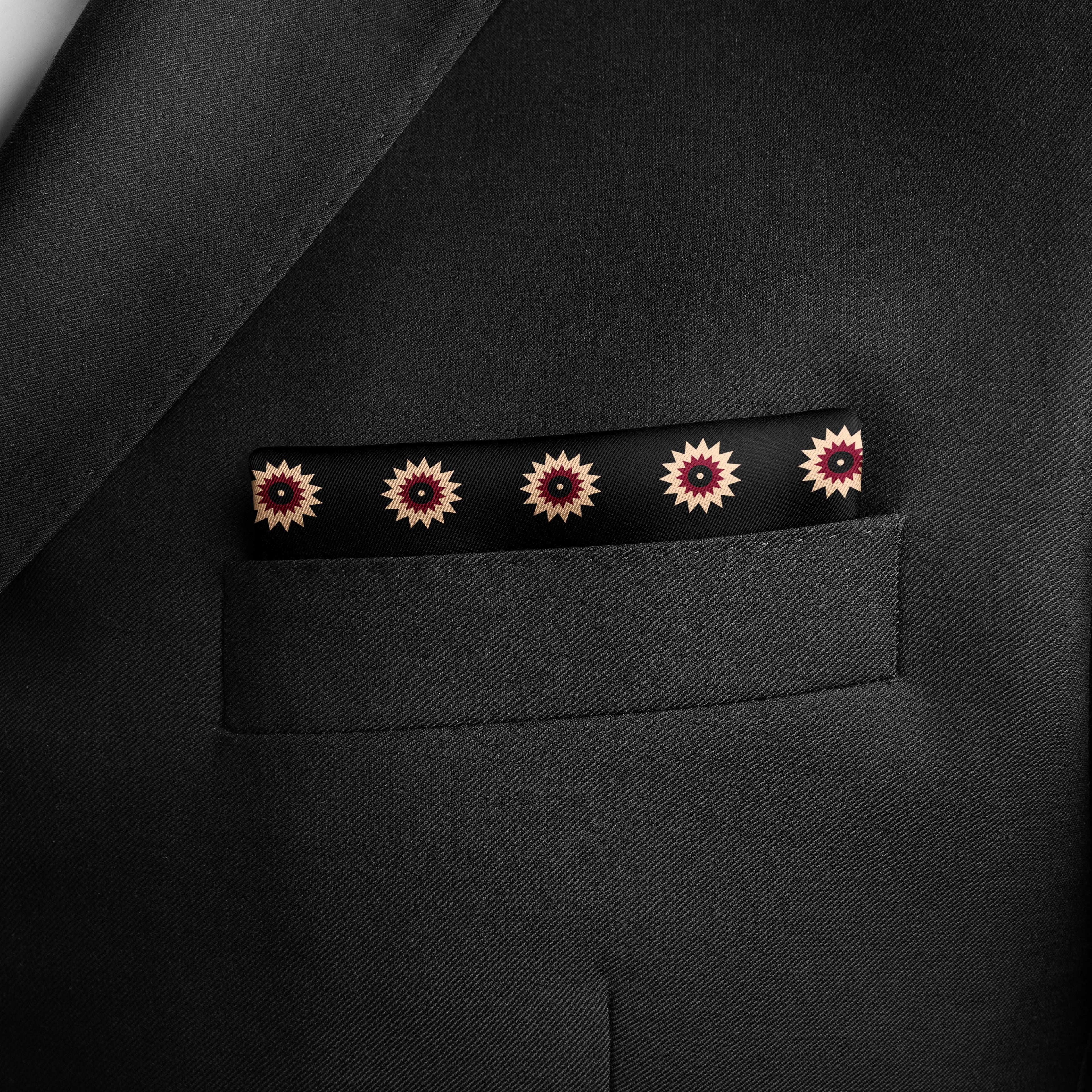 BLACK REVISABLE SILK POCKET SQUARE