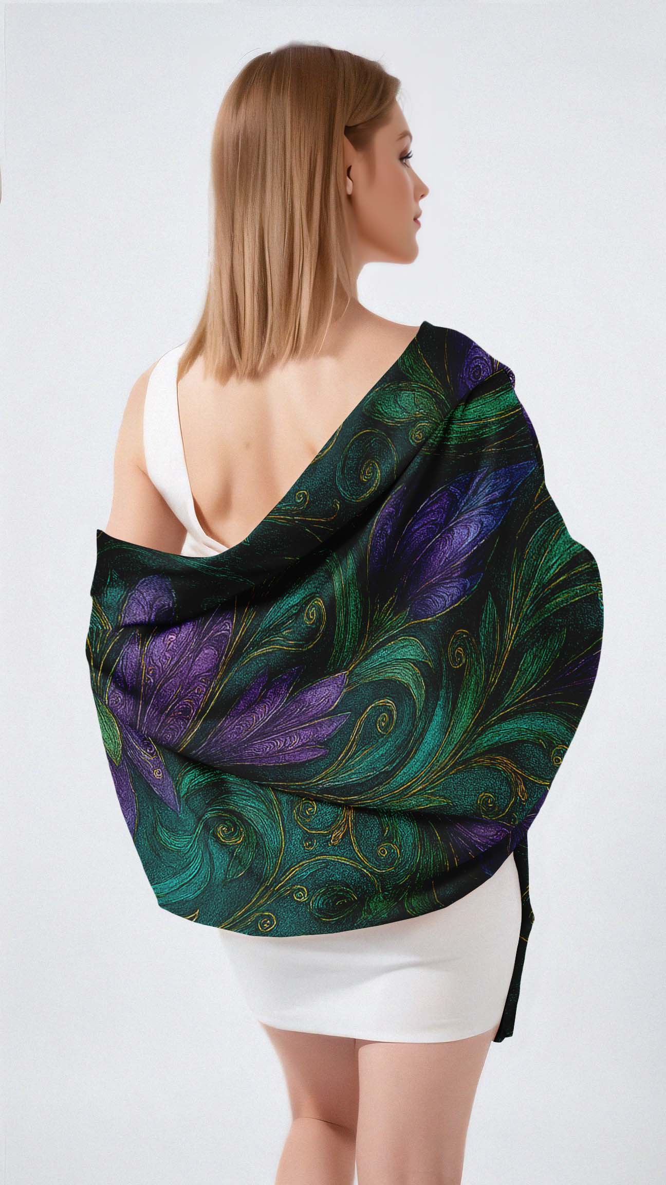 EMERALD BLOOM MANDALA SILK LONG LADIES SCARF