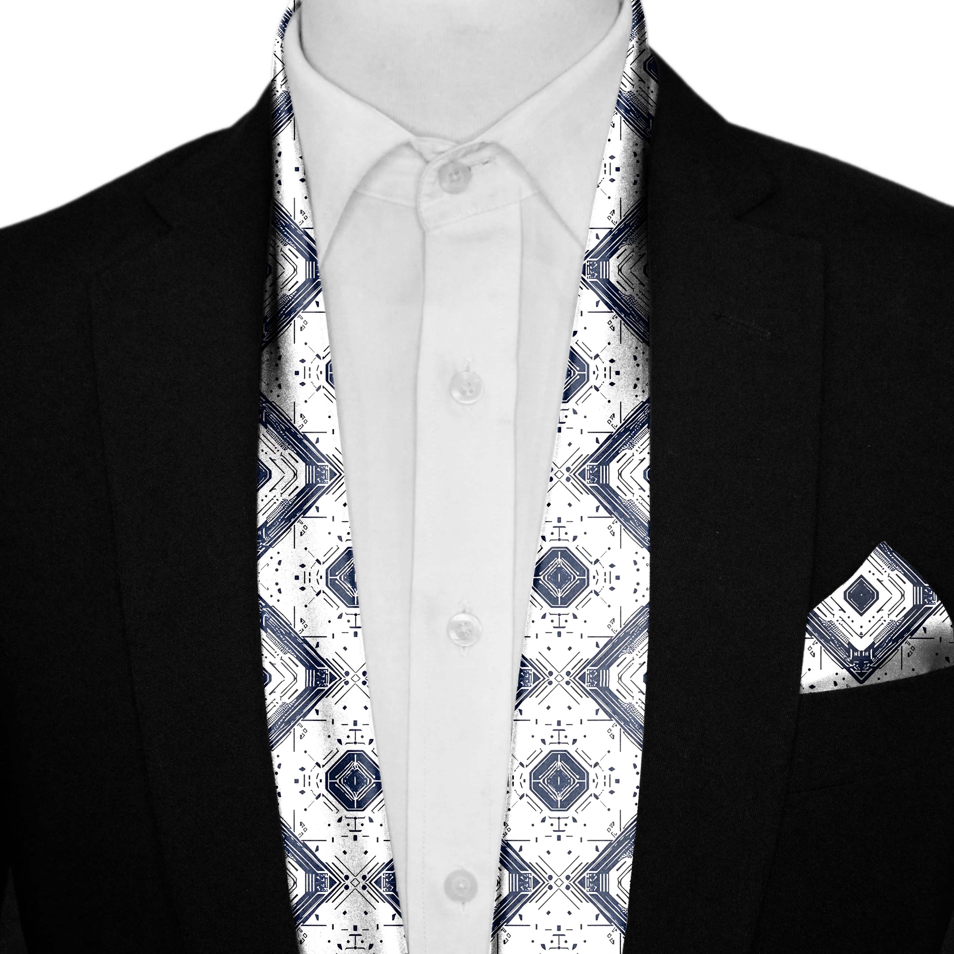 GEOMETRIC ABSTRACT MEN SCARF AND POCKET SQUARE SET – PREMIUM COLLECTION