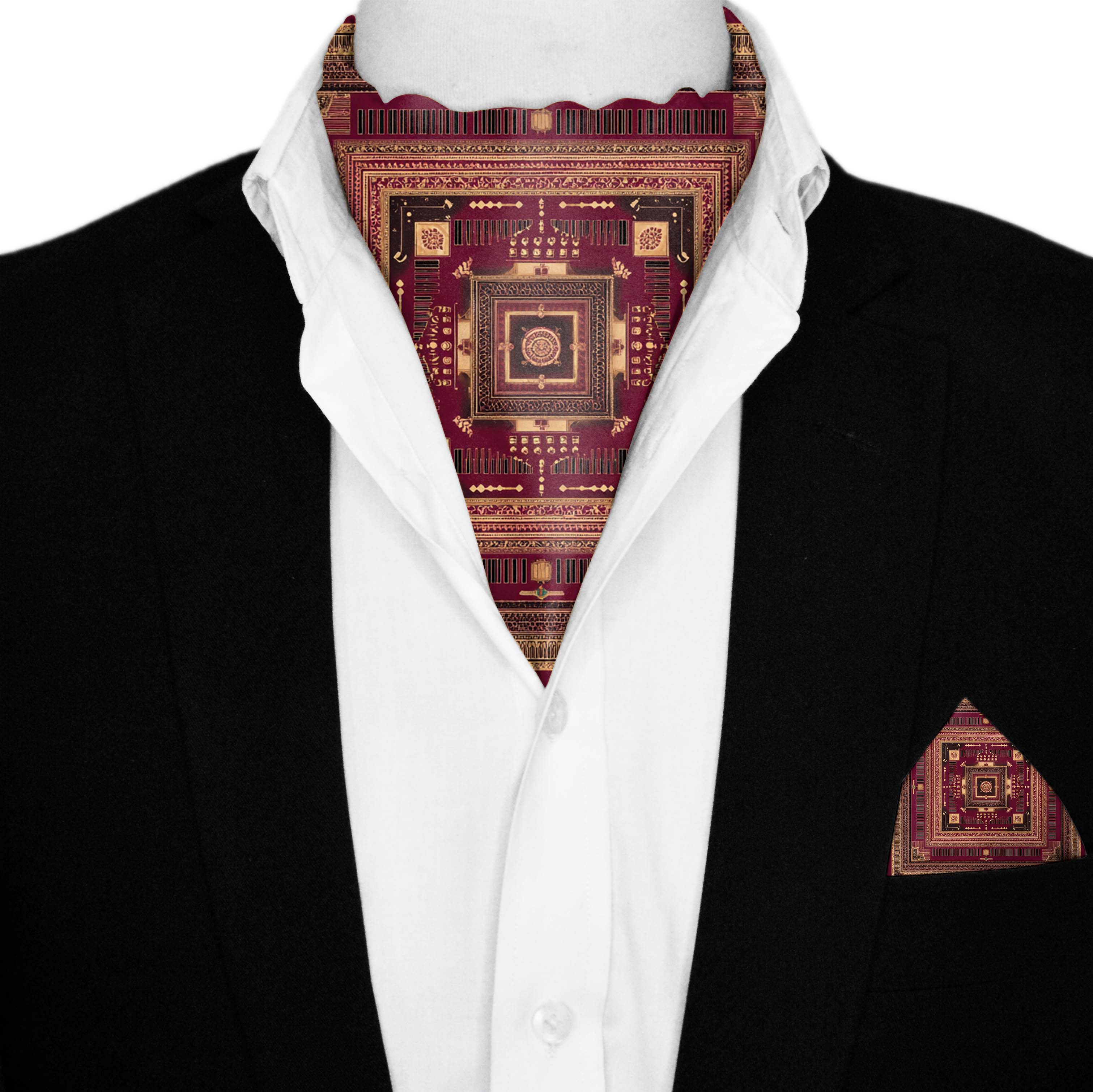 MANDALA FORT SILK ASCOT AND POCKET SQUARE SET – PREMIUM COLLECTION