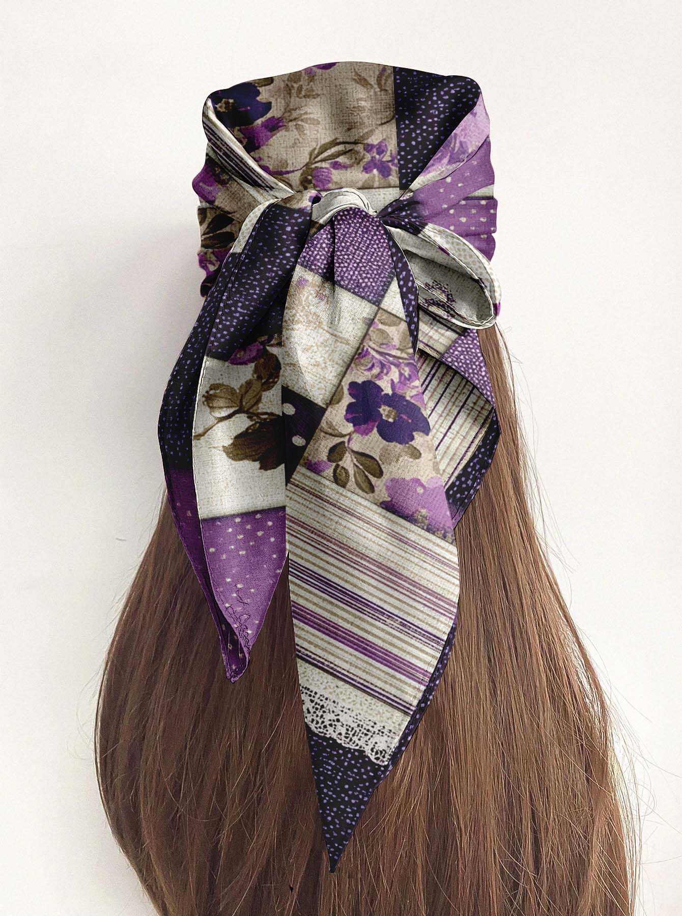 LAVENDER SILK HEAD SCARF