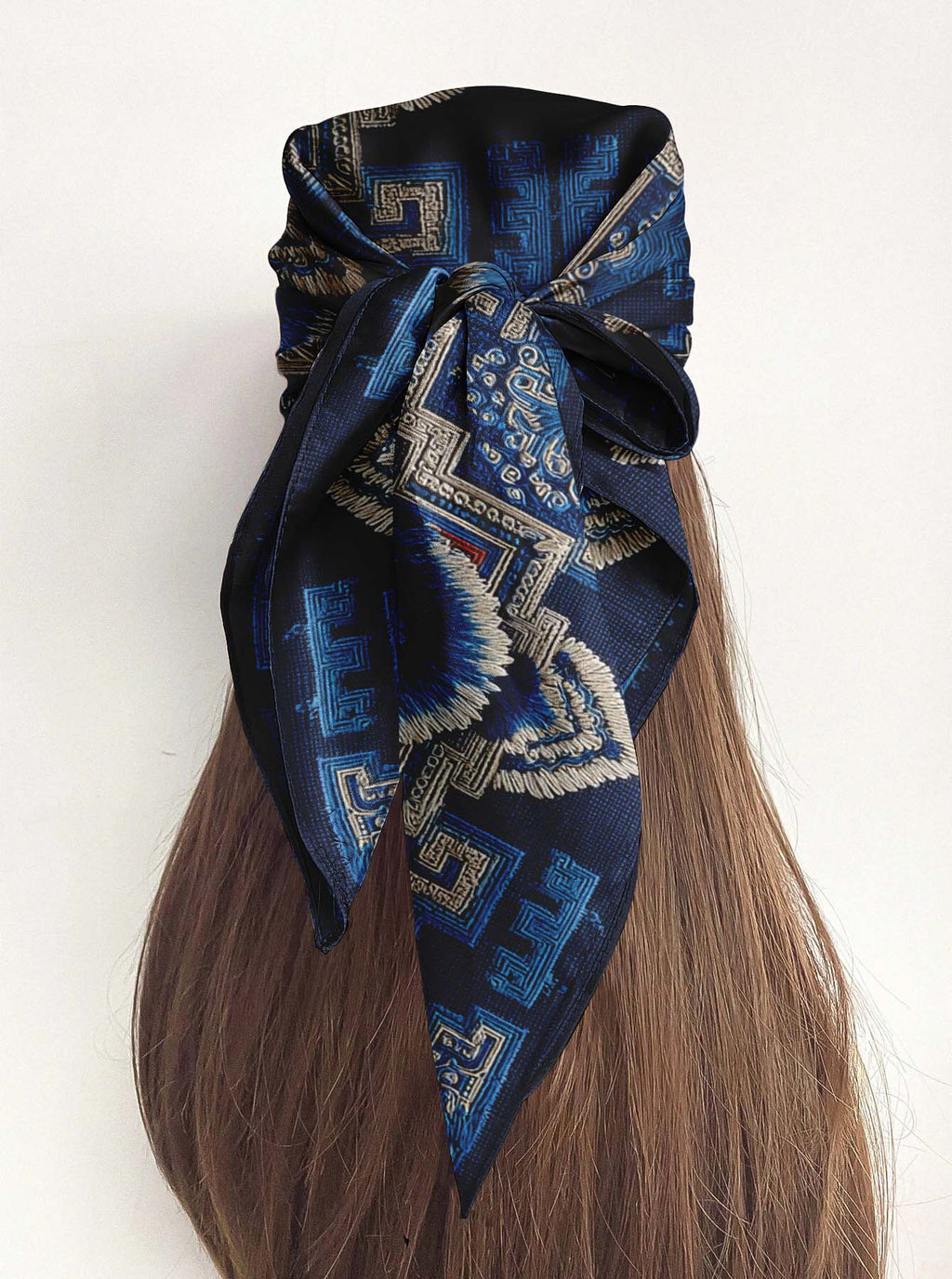 ROYAL INDIGO SILK HEAD SCARF