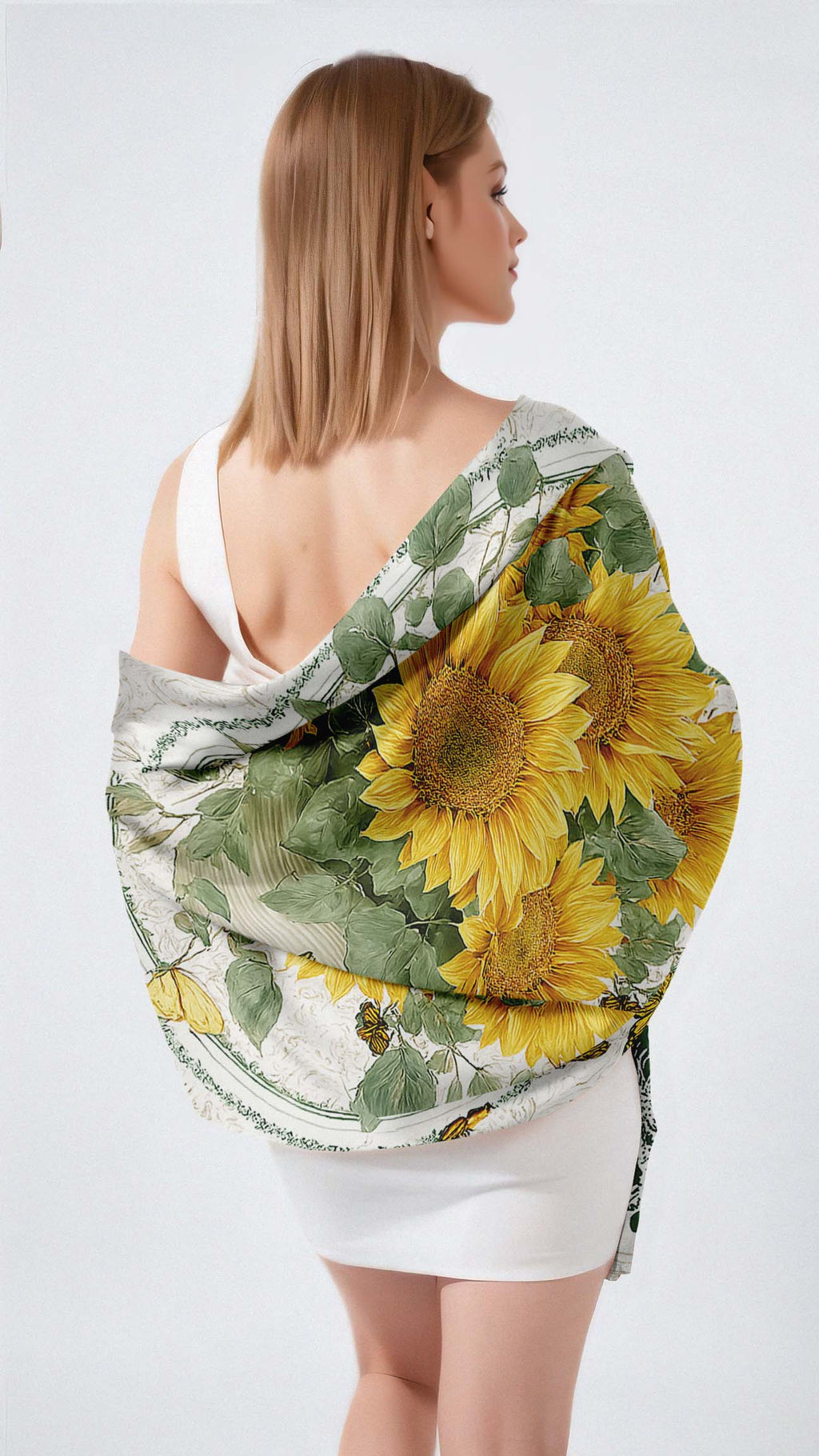 FLOWER MEADOW SILK LONG LADIES SCARF