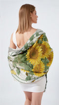 FLOWER MEADOW SILK LONG LADIES SCARF