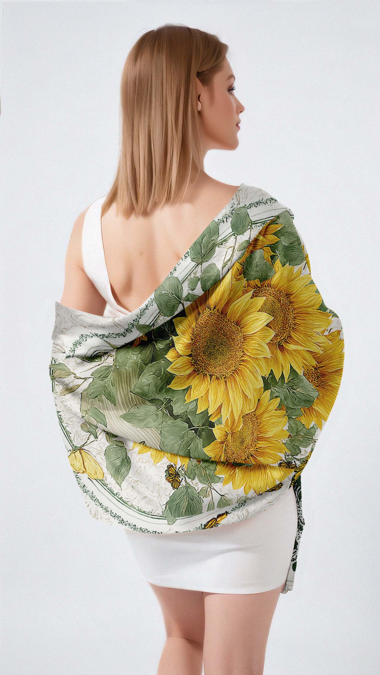 FLOWER MEADOW SILK LONG LADIES SCARF