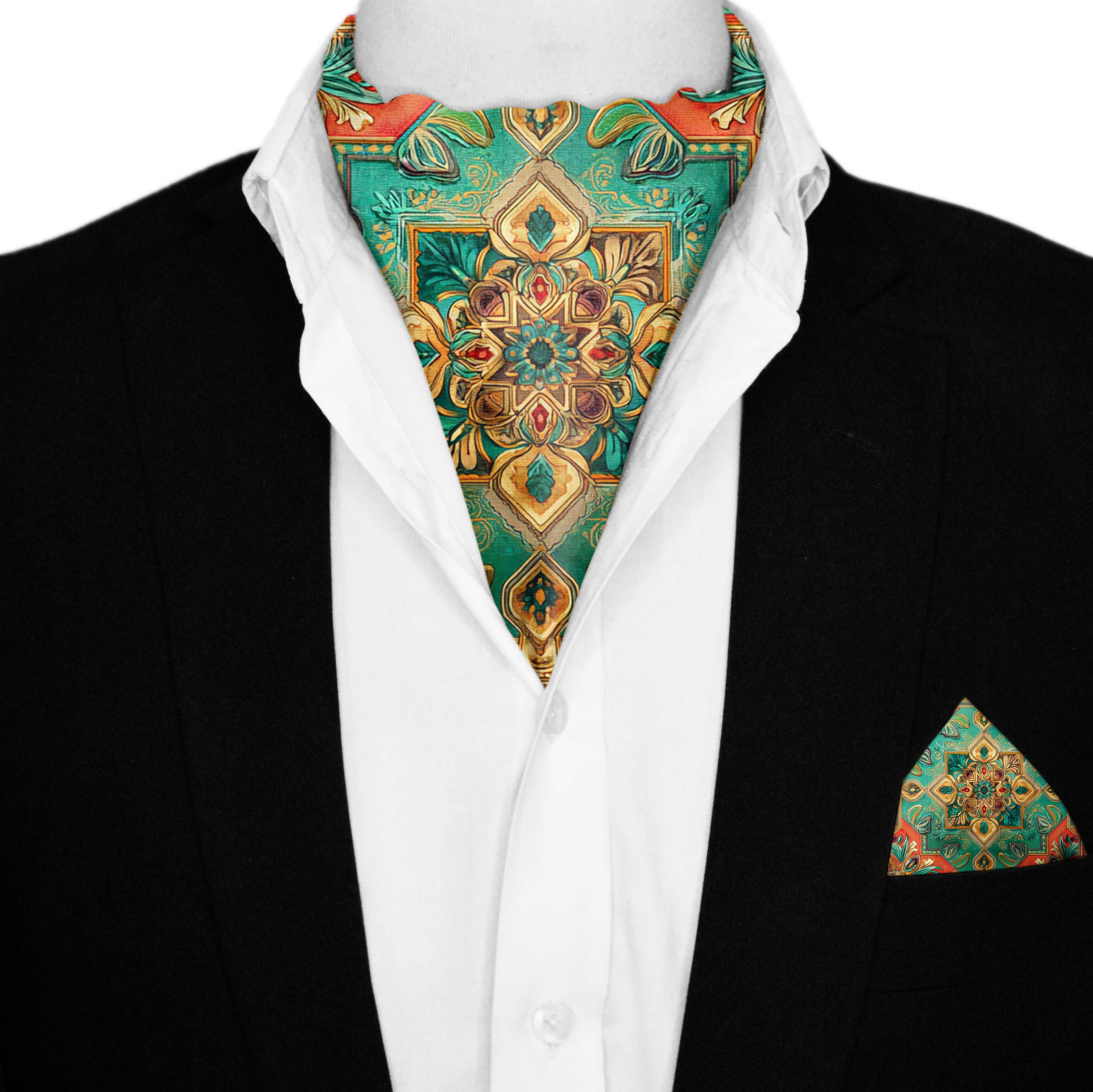 ALHAMBRA SILK ASCOT AND POCKET SQUARE SET – PREMIUM COLLECTION