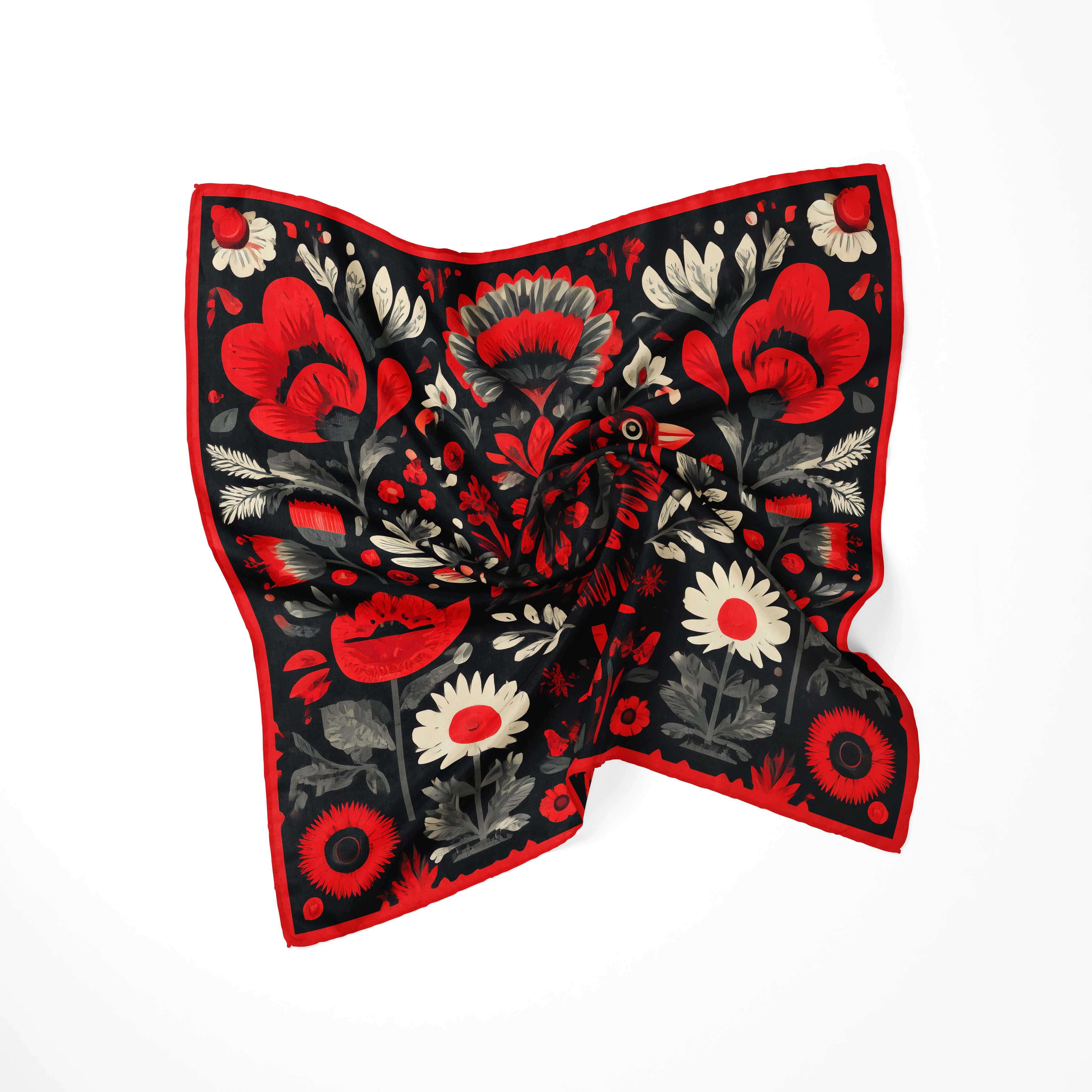FLORAL OF ANIMAL SILK BANDANA