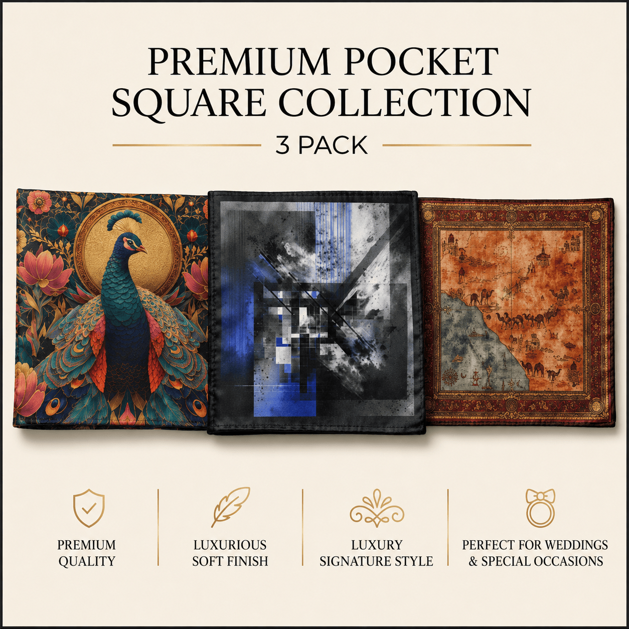 PACK OF 3 POCKET SQUARES
