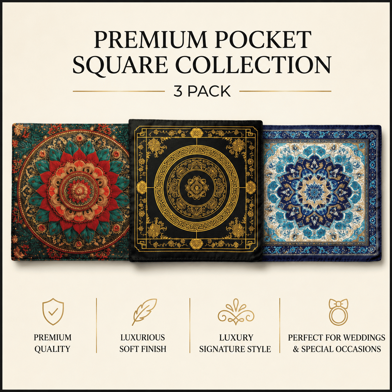 PACK OF 3 POCKET SQUARES