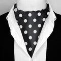 BLACK MEDIUM POLKA DOTS SILK ASCOT – PREMIUM COLLECTION