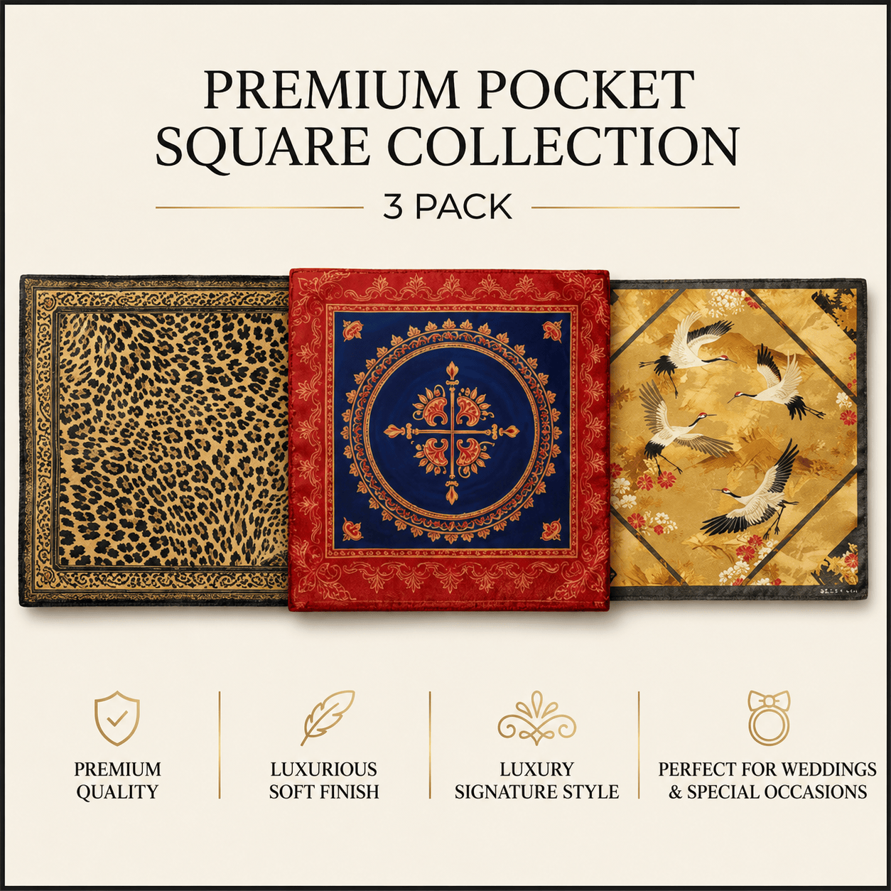 PACK OF 3 POCKET SQUARES
