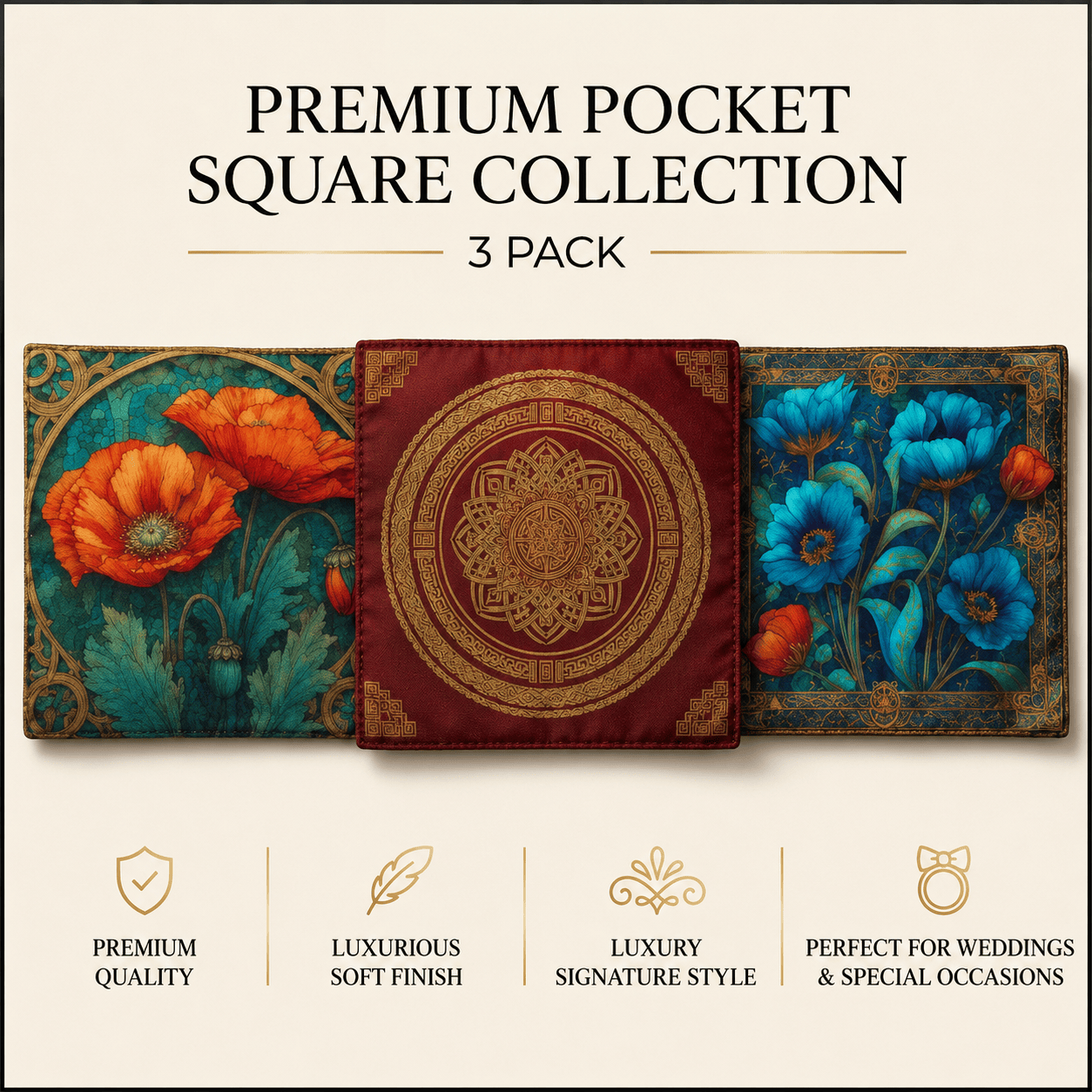 PACK OF 3 POCKET SQUARES