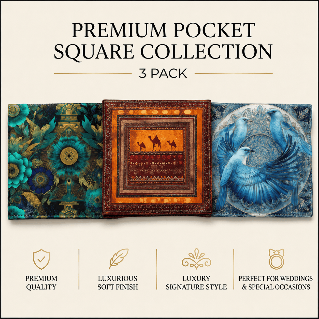PACK OF 3 POCKET SQUARES