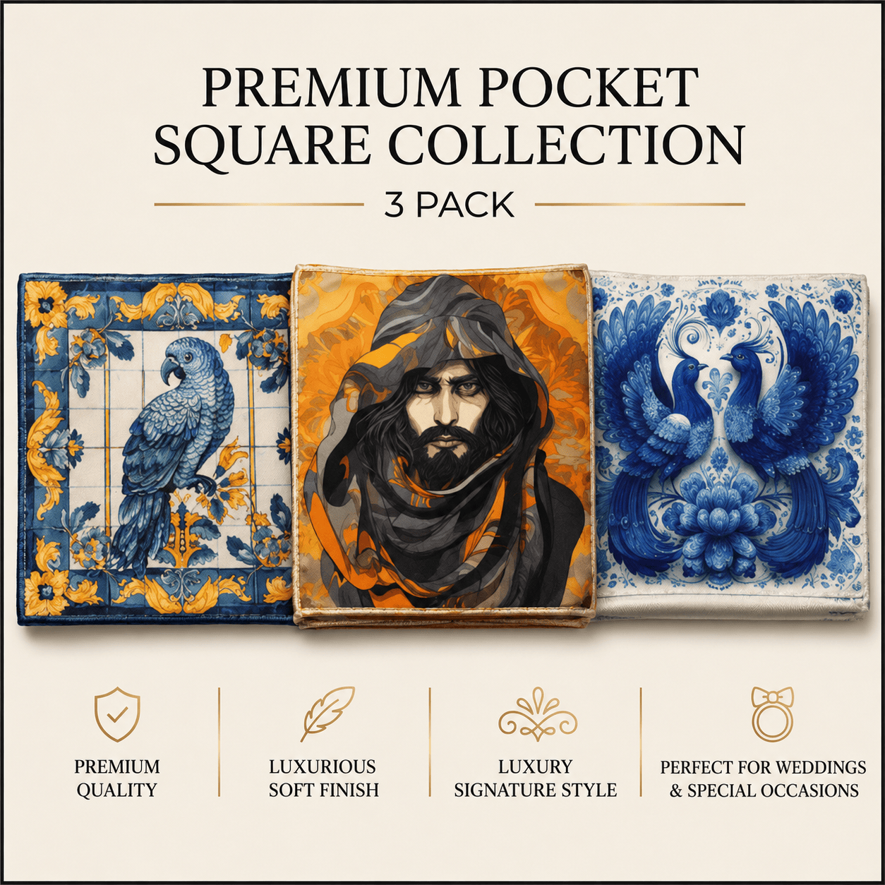 PACK OF 3 POCKET SQUARES