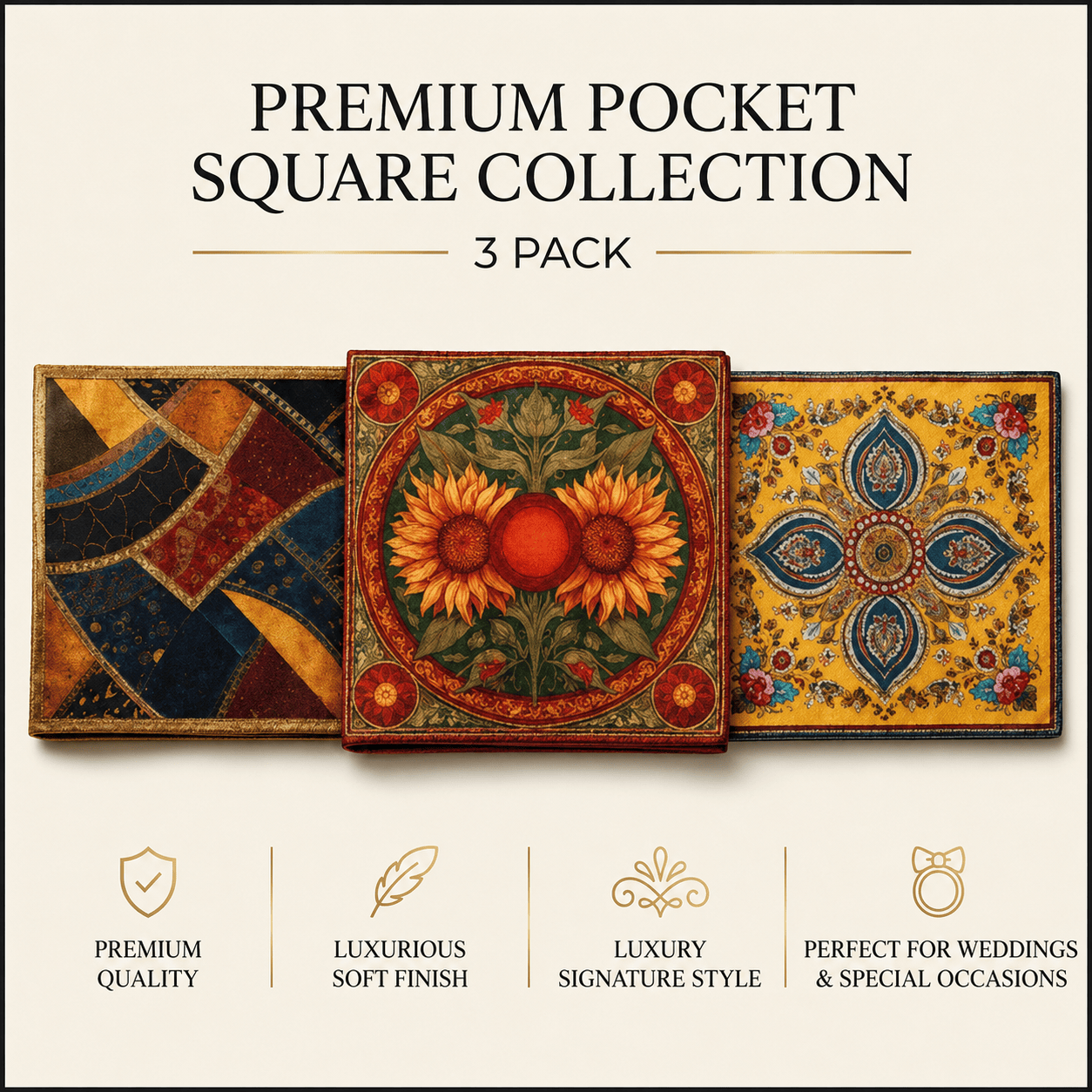 PACK OF 3 POCKET SQUARES